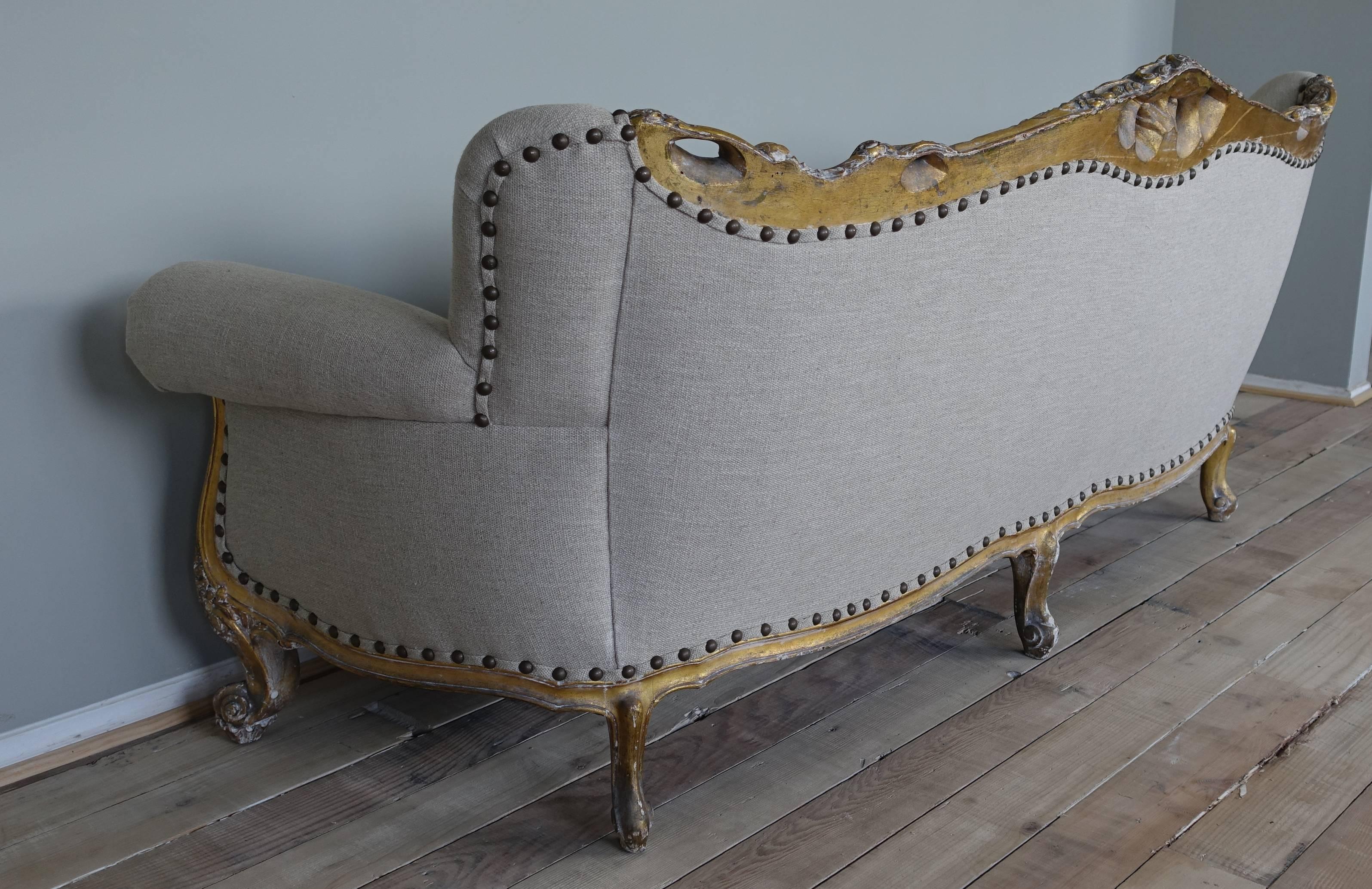 19th Century French Carved Giltwood Sofa 4