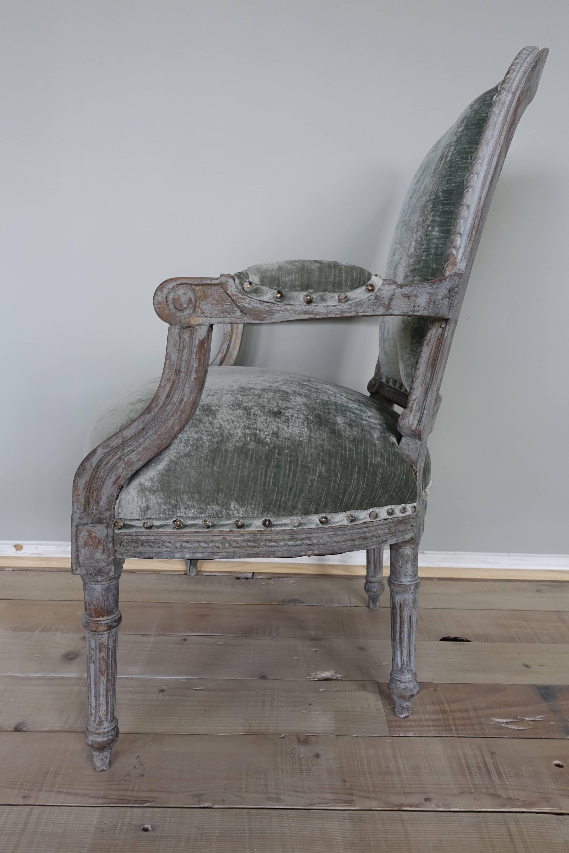 Early 20th Century Pair of Louis XVI Style French Painted Armchairs