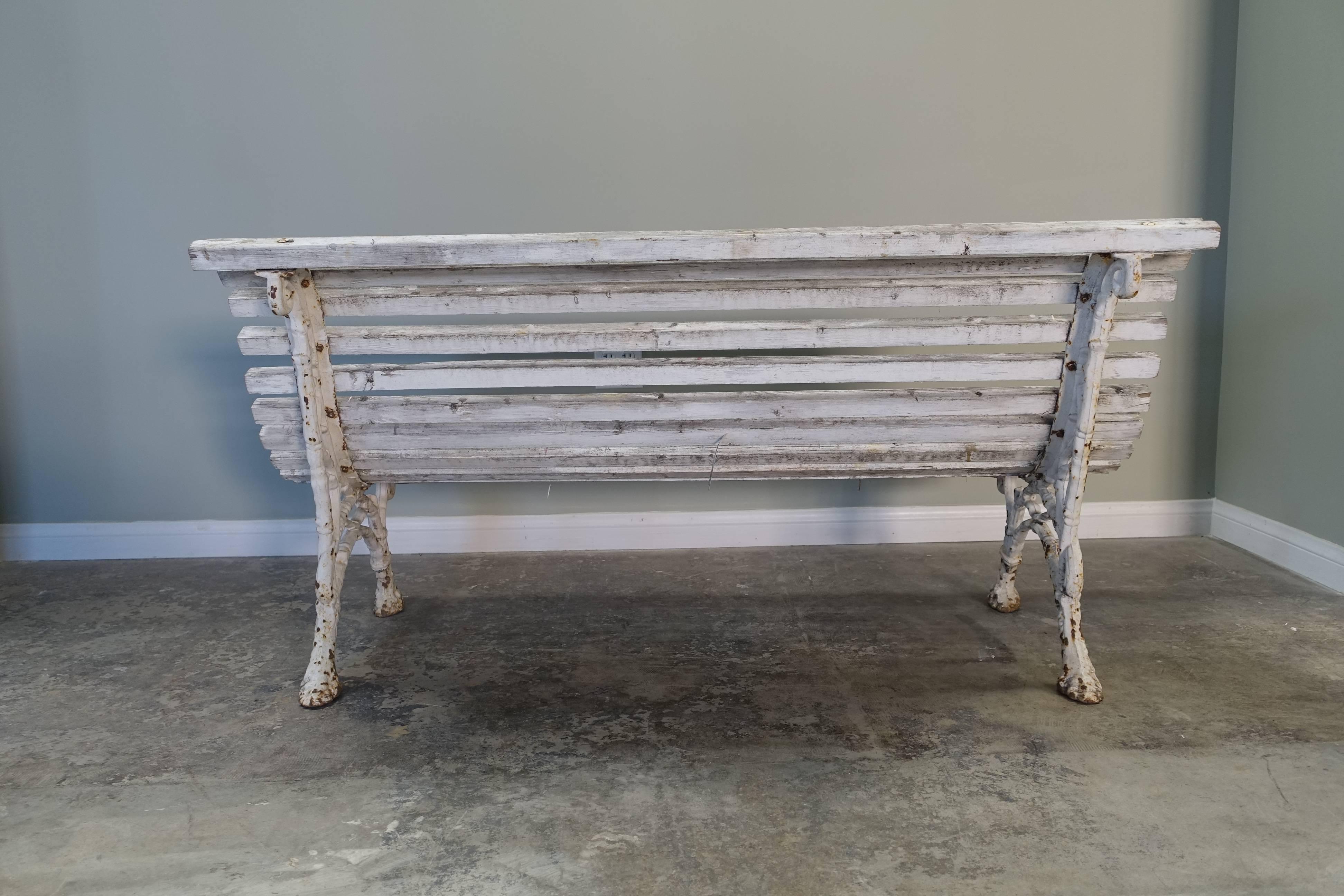 Pair of French Wood and Iron Painted Benches 1