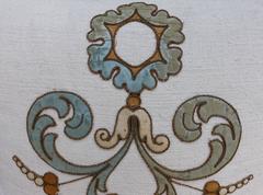 Italian Appliqued Linen Pillow with Fringe