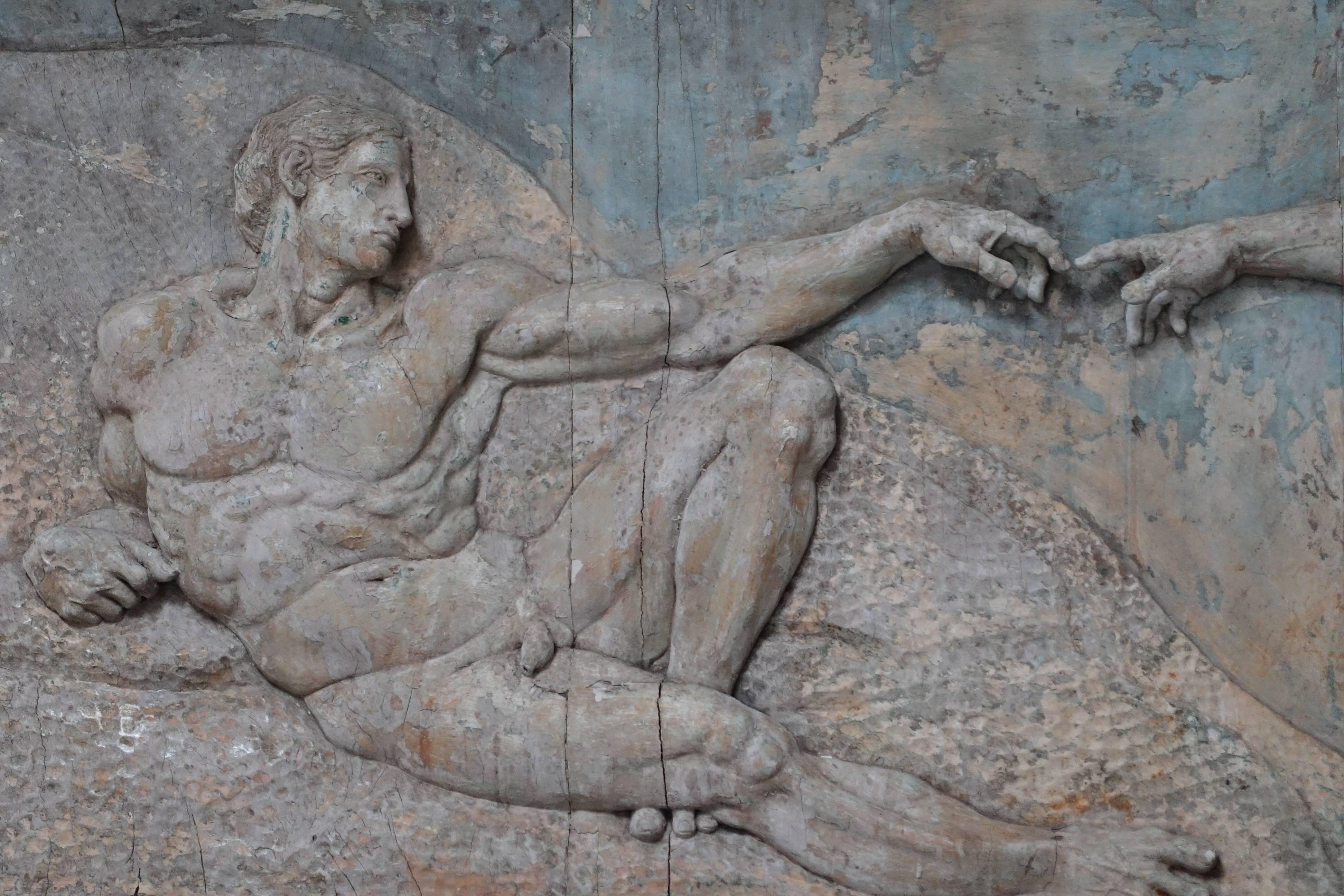 19th century monumental sized Italian painted carving of 