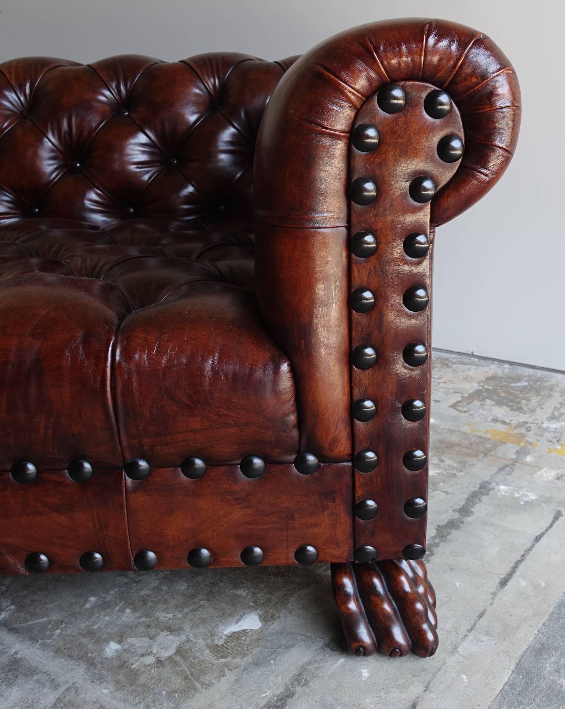 leather sofa with nailheads