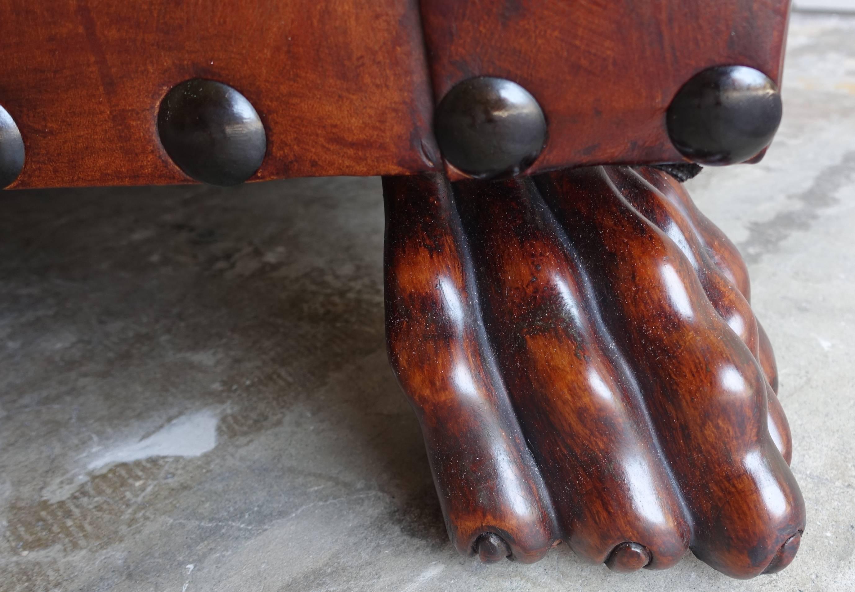 leather couch with rivets