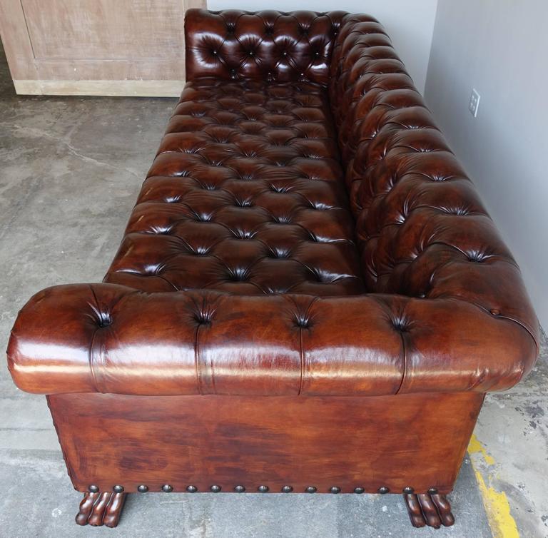 Monumental Chesterfield Leather Sofa with Nailhead Trim at 1stDibs