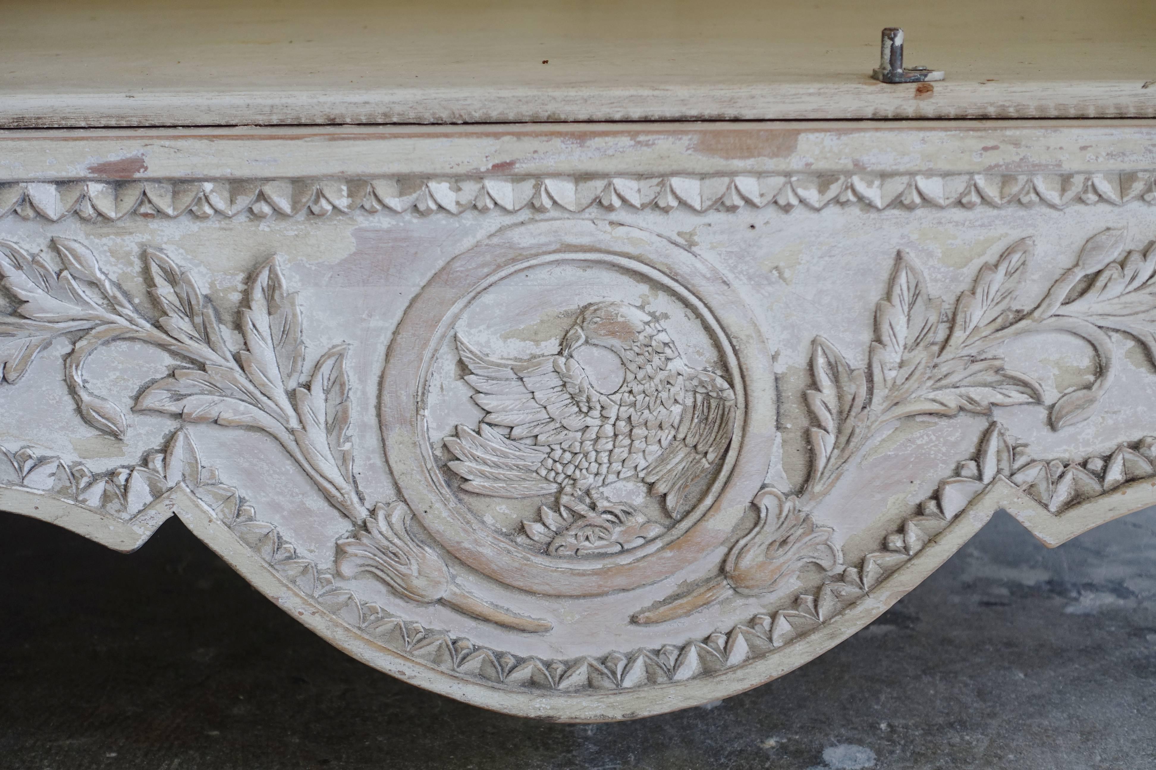 French Carved Painted Wedding Armoire 2