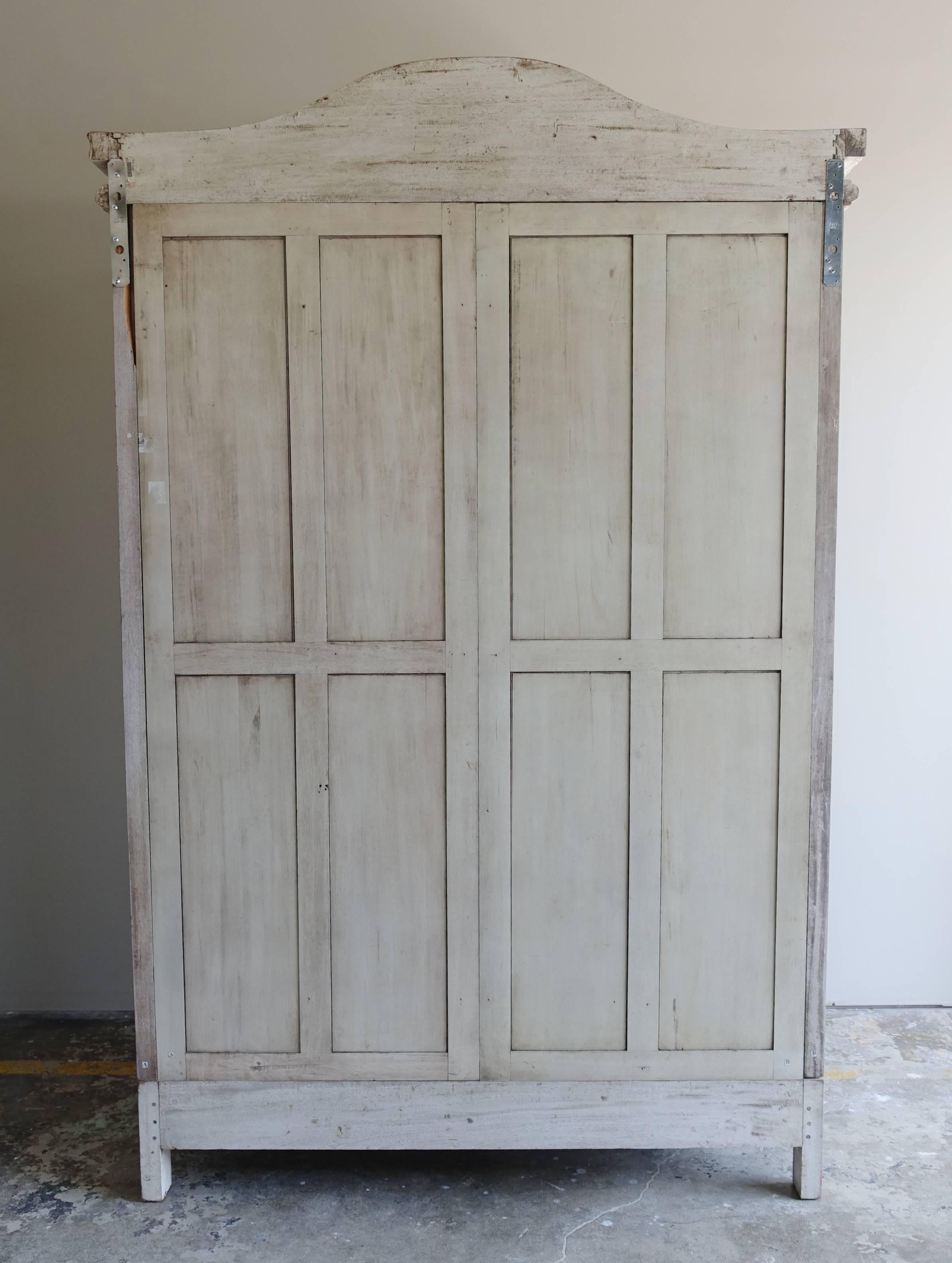 French Carved Painted Wedding Armoire 3