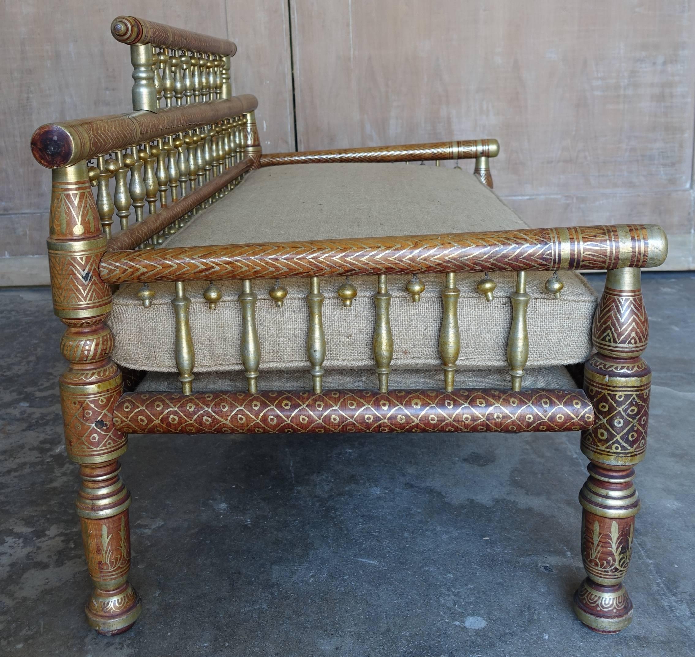 Other Moroccan Settee with Painted and Silver Gilt Details