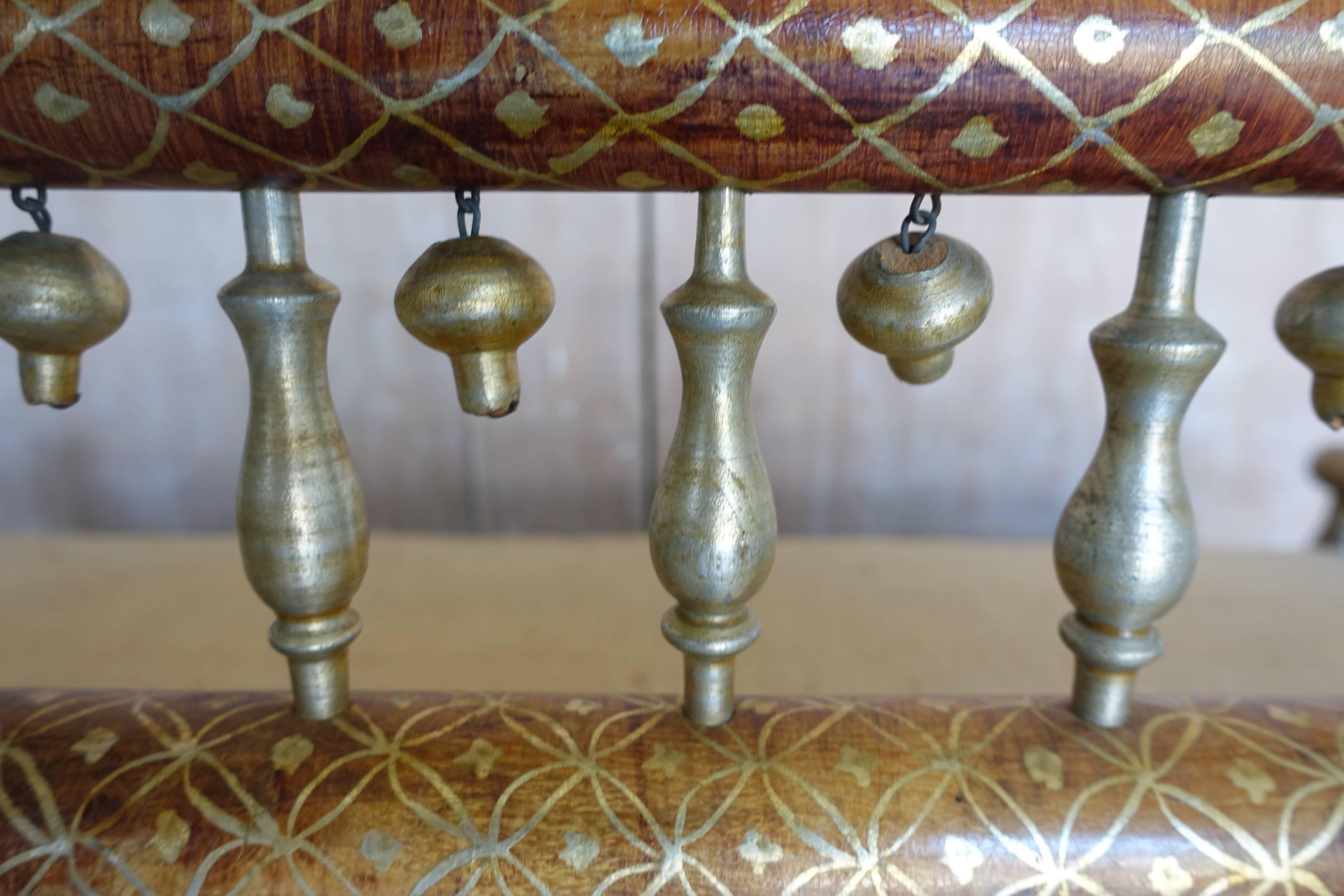 Moroccan Settee with Painted and Silver Gilt Details In Excellent Condition In Los Angeles, CA