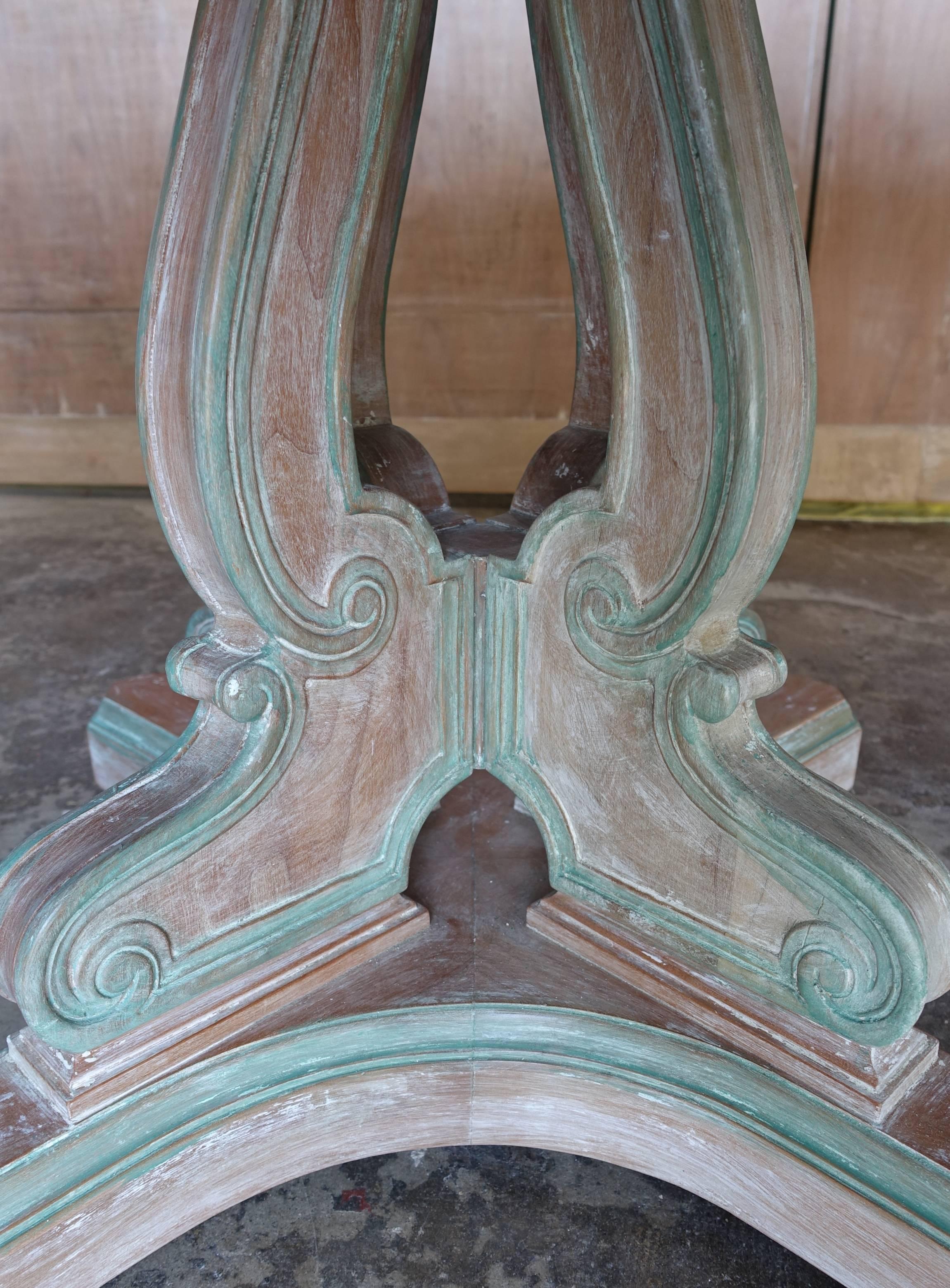 Mid-20th Century Italian Painted Pedestal Dining Table with Burl Wood Top