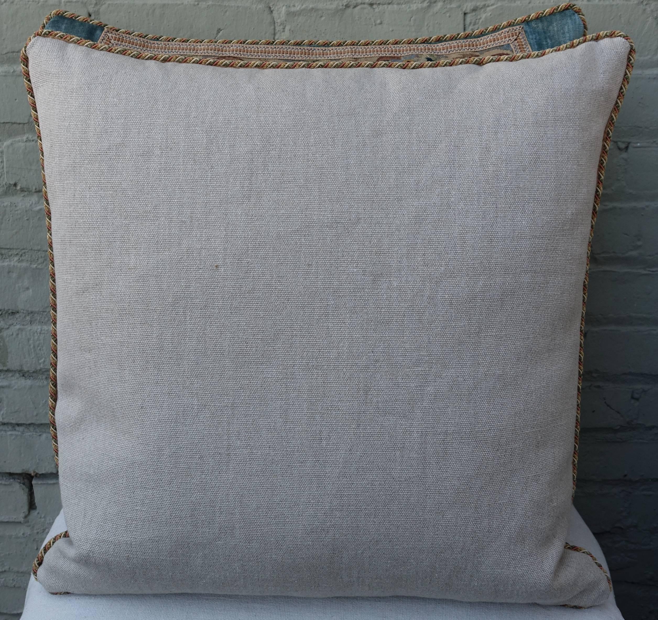 Pair of 19th Century Aubusson Textile Pillows 1