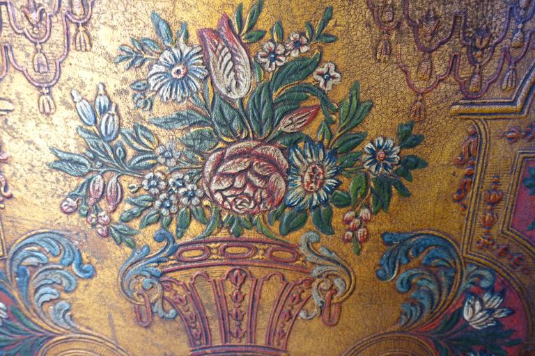 19th Century Italian Embossed Leather Screen For Sale at 1stdibs