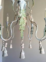Italian Wood and Iron Chandelier with Tassels