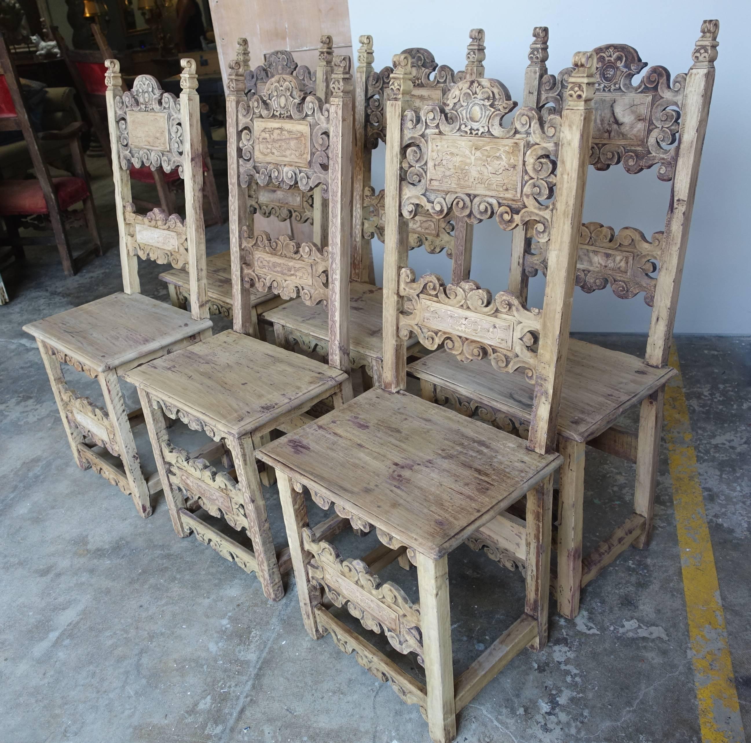 18th Century and Earlier Set of 18th Century Italian Dining Chairs