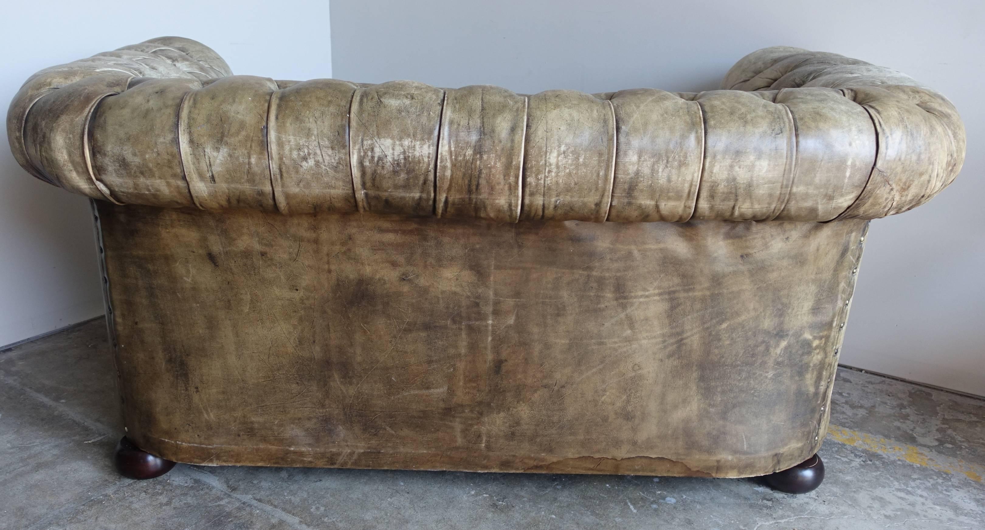 English Chesterfield Leather Sofa, circa 1900 4