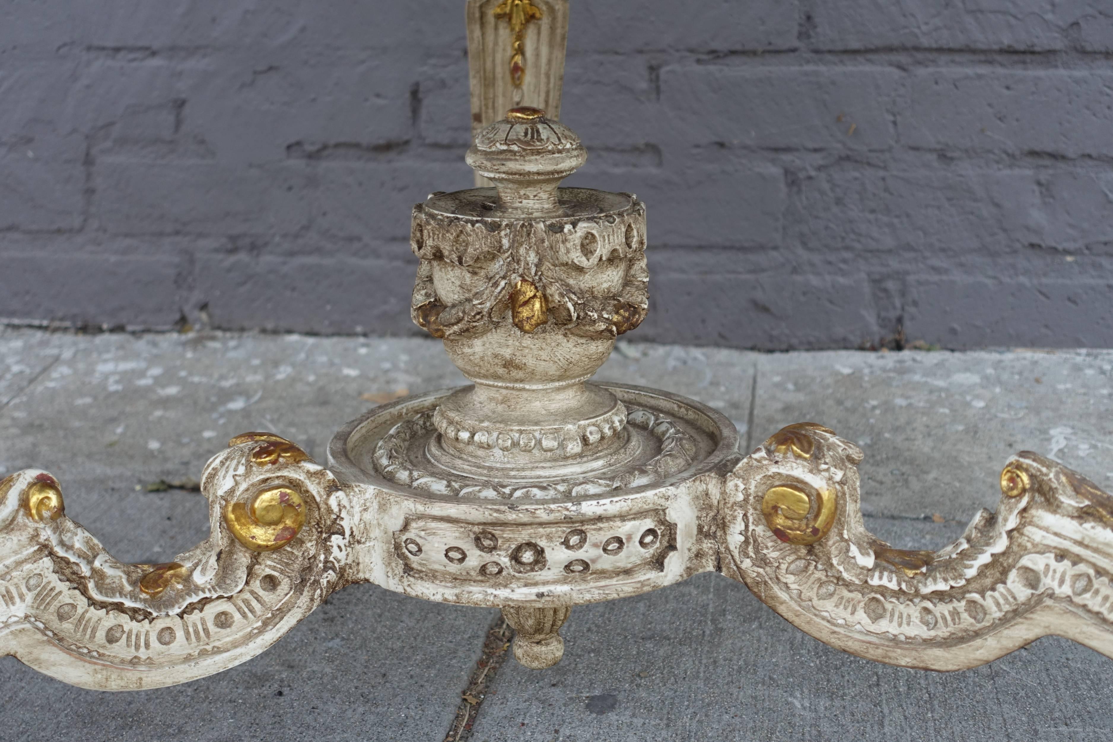 French Painted and Parcel-Gilt Center Table with Marble Top 1