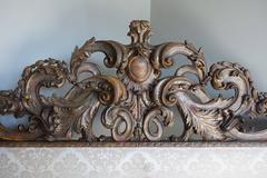 Italian Carved Painted and Parcel-Gilt Headboard, circa 1900