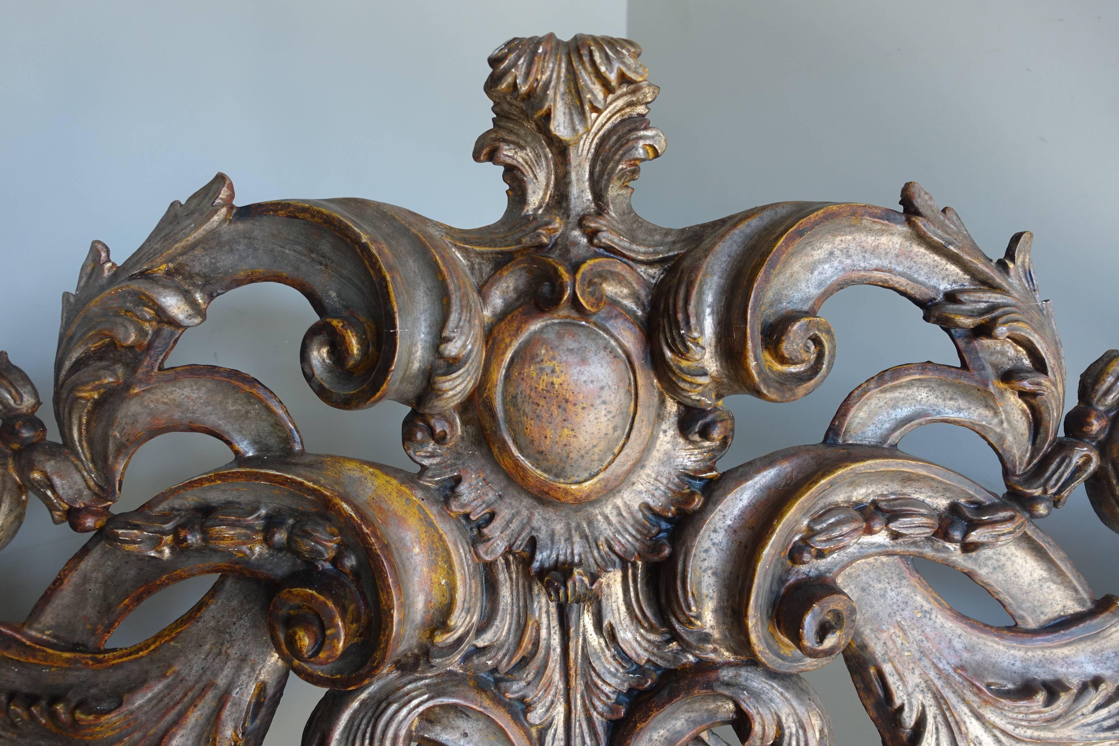 Rococo Italian Carved Painted and Parcel-Gilt Headboard, circa 1900
