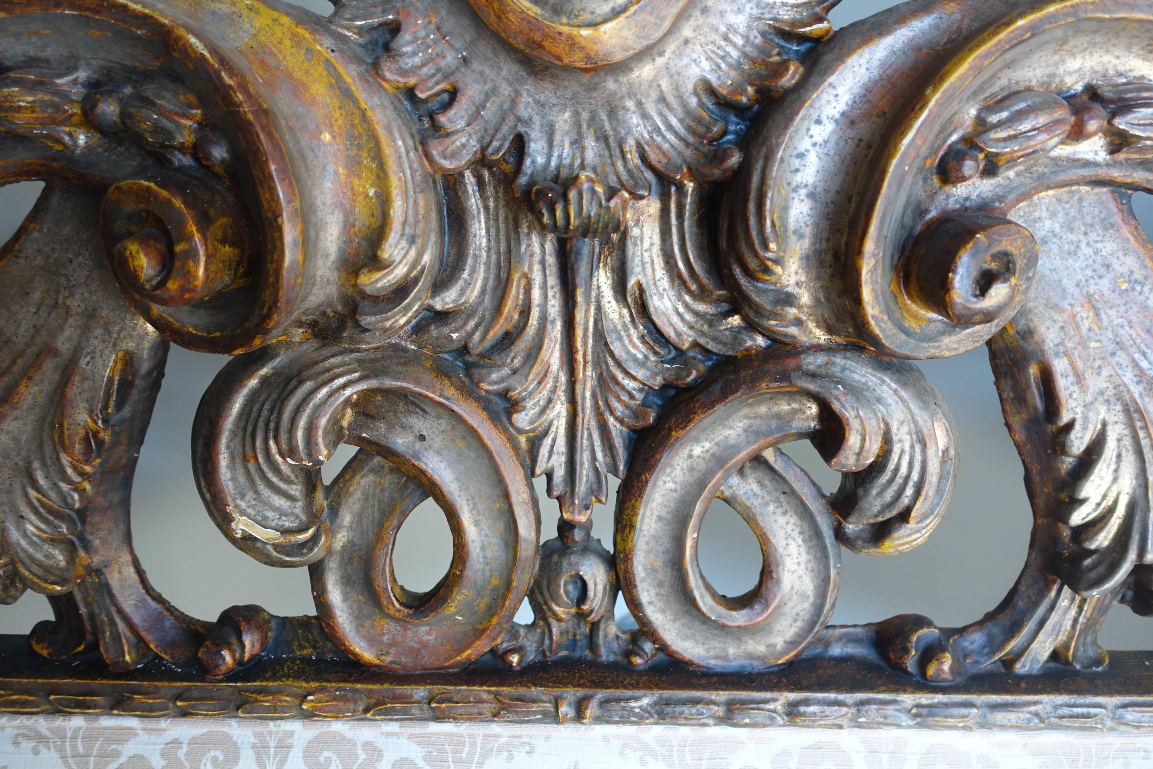 Early 20th Century Italian Carved Painted and Parcel-Gilt Headboard, circa 1900