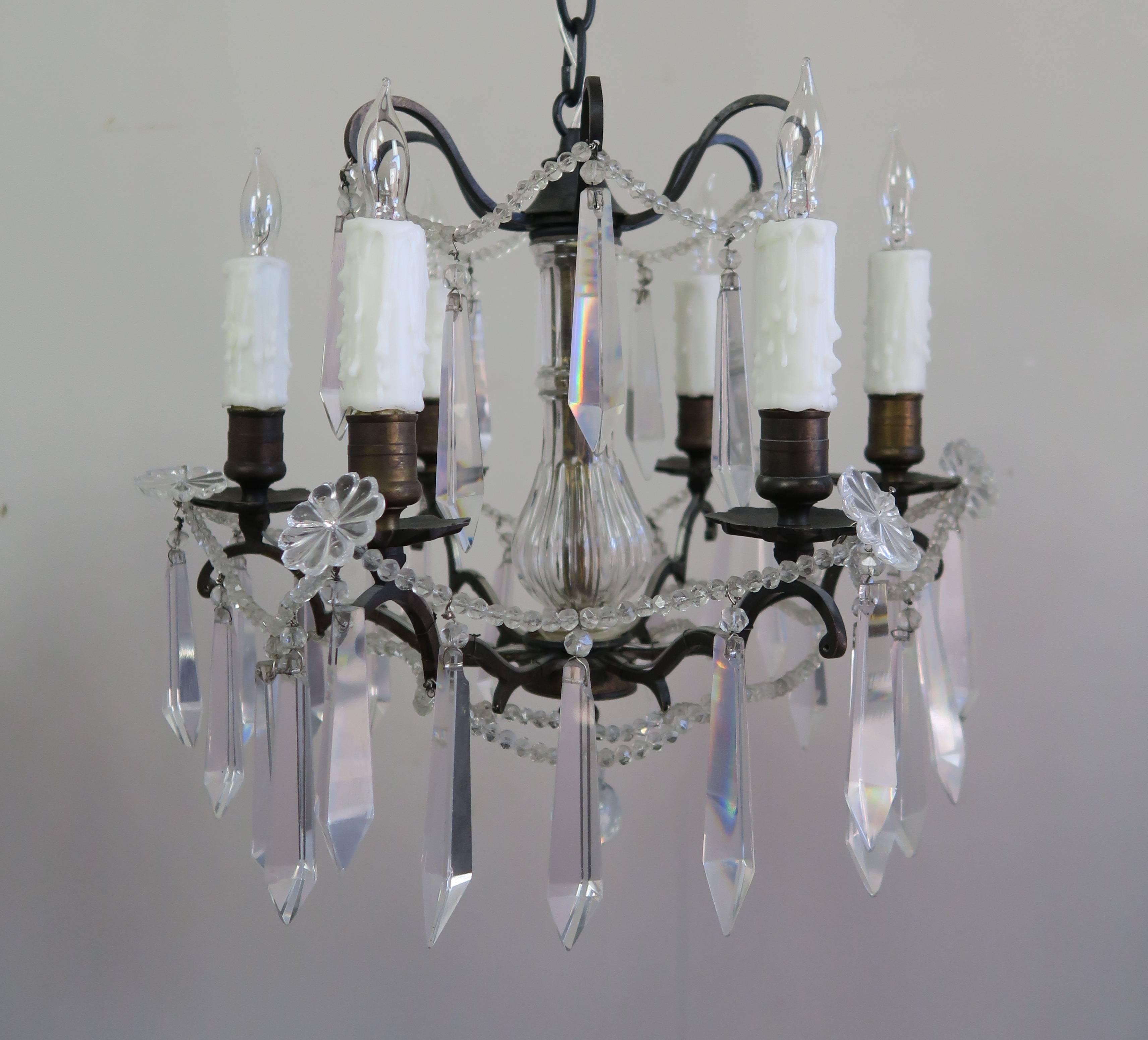 Louis XV Pair of French Crystal Chandeliers, circa 1930