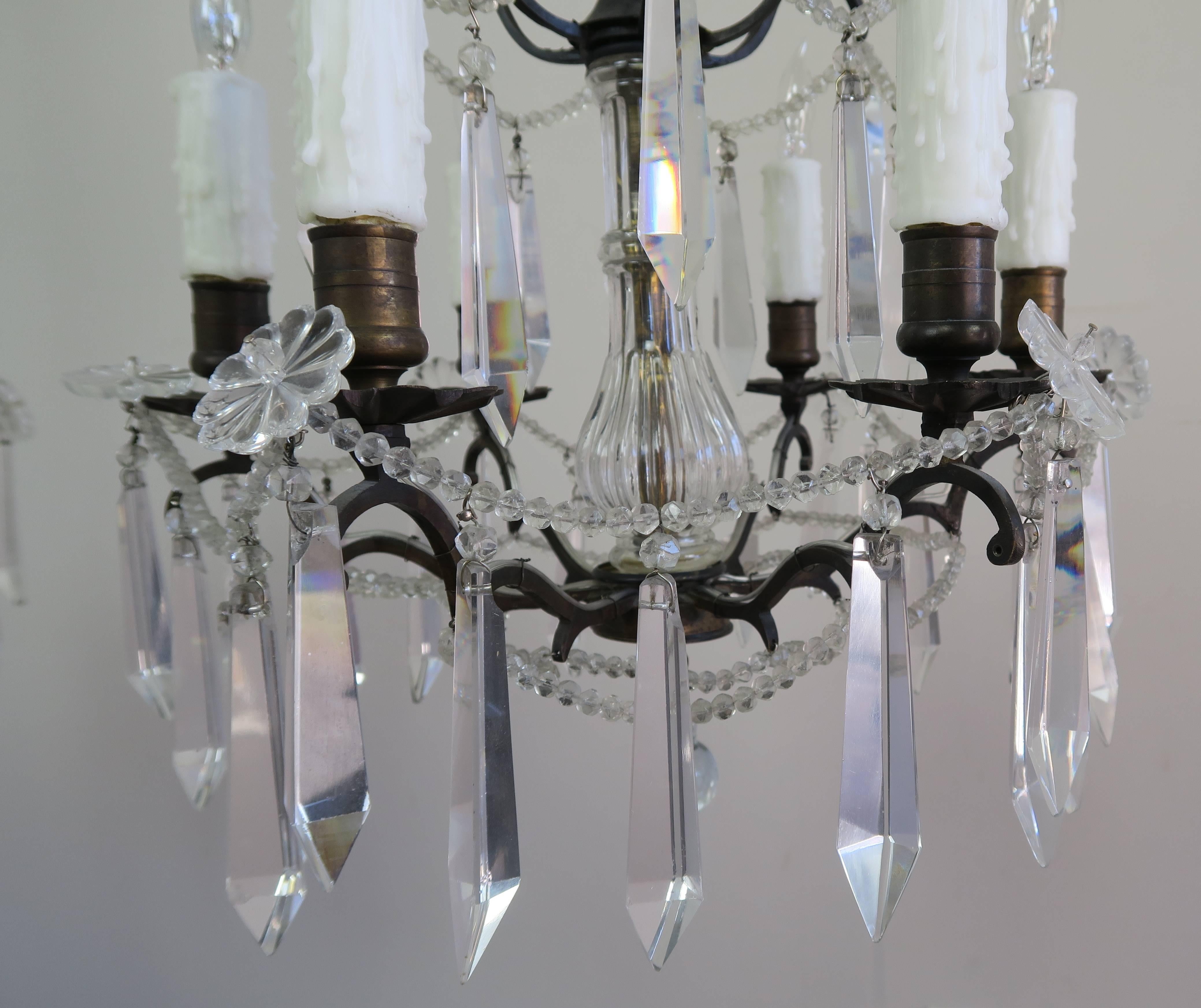 Pair of French Crystal Chandeliers, circa 1930 In Excellent Condition In Los Angeles, CA