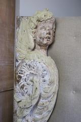 Belgium Linen Headboard with 19th Century Cherubs