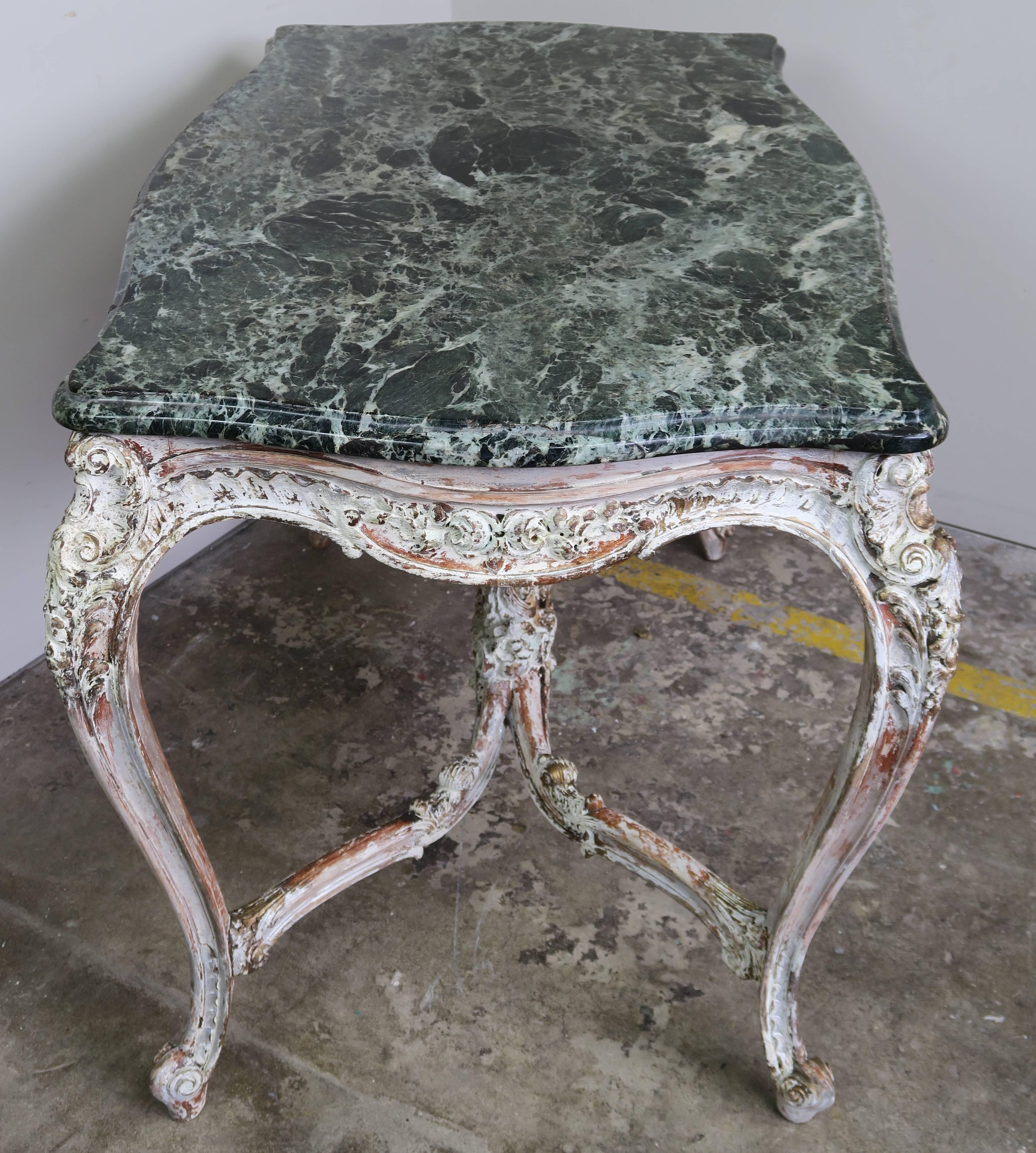 19th Century French Marble Top Tables, Pair In Distressed Condition In Los Angeles, CA