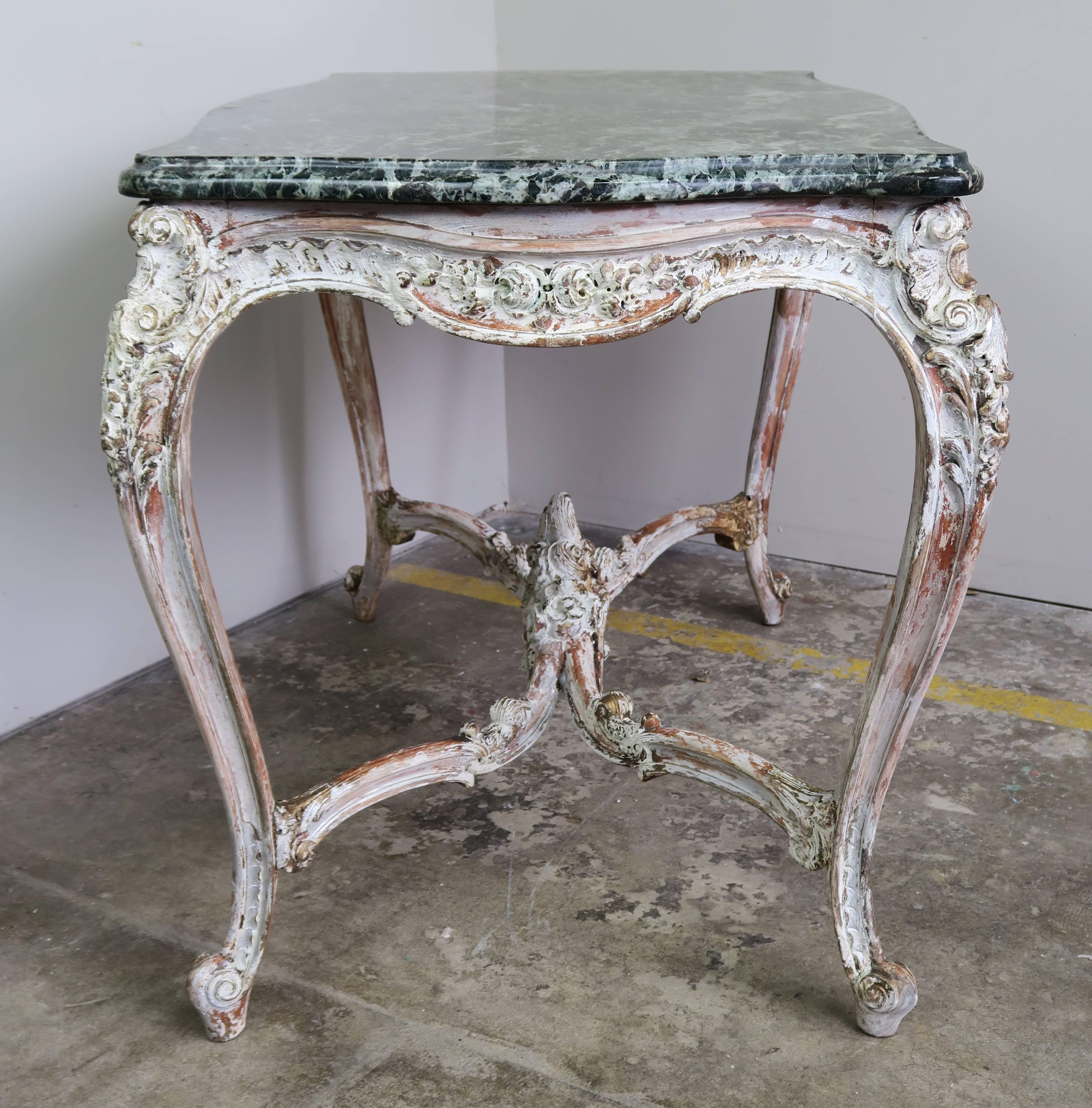 Wood 19th Century French Marble Top Tables, Pair