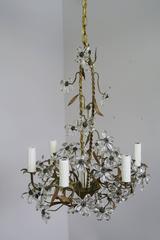Italian Crystal Flower Basket Six-Light Chandelier