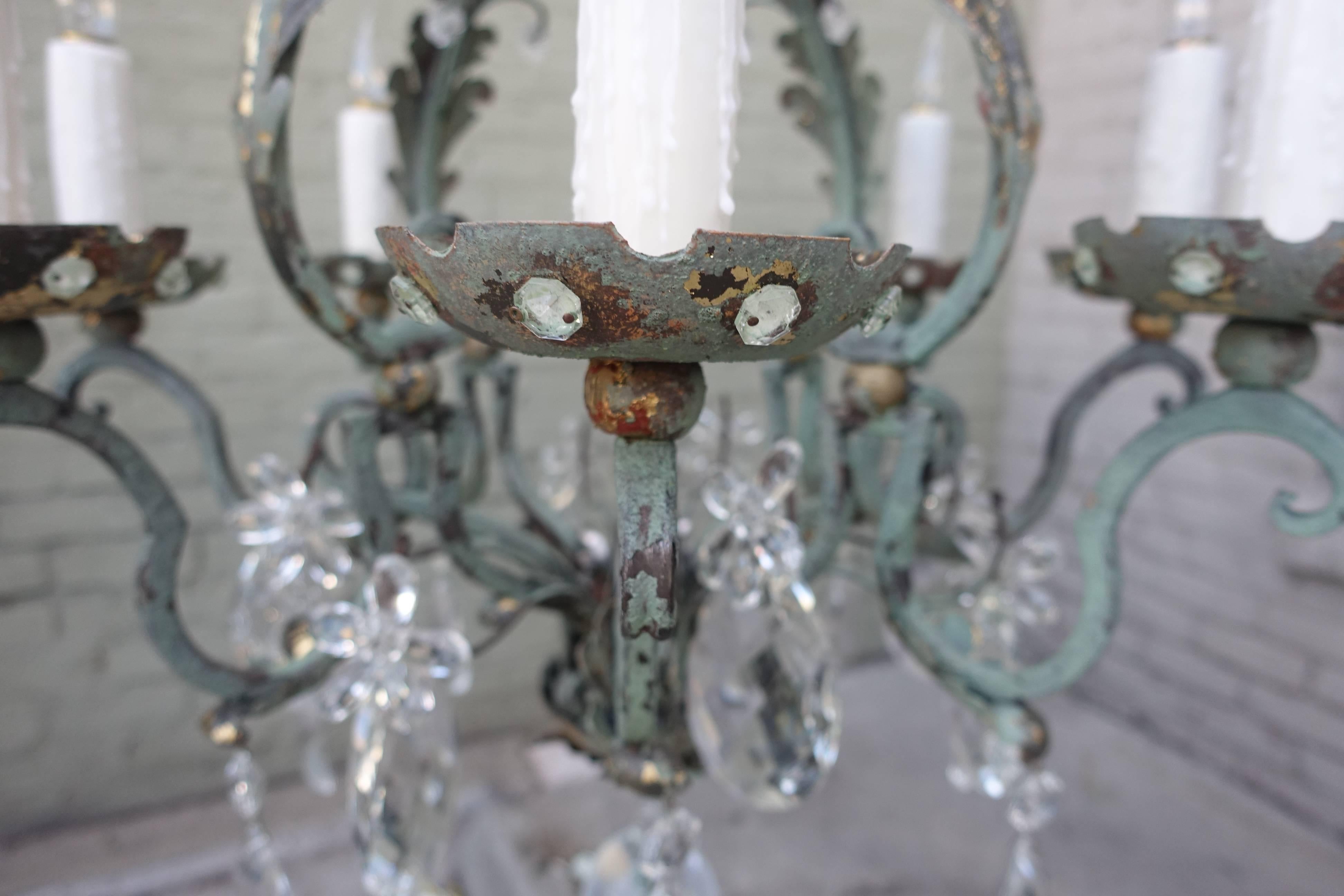 Painted Wrought Iron Crystal Chandelier 1