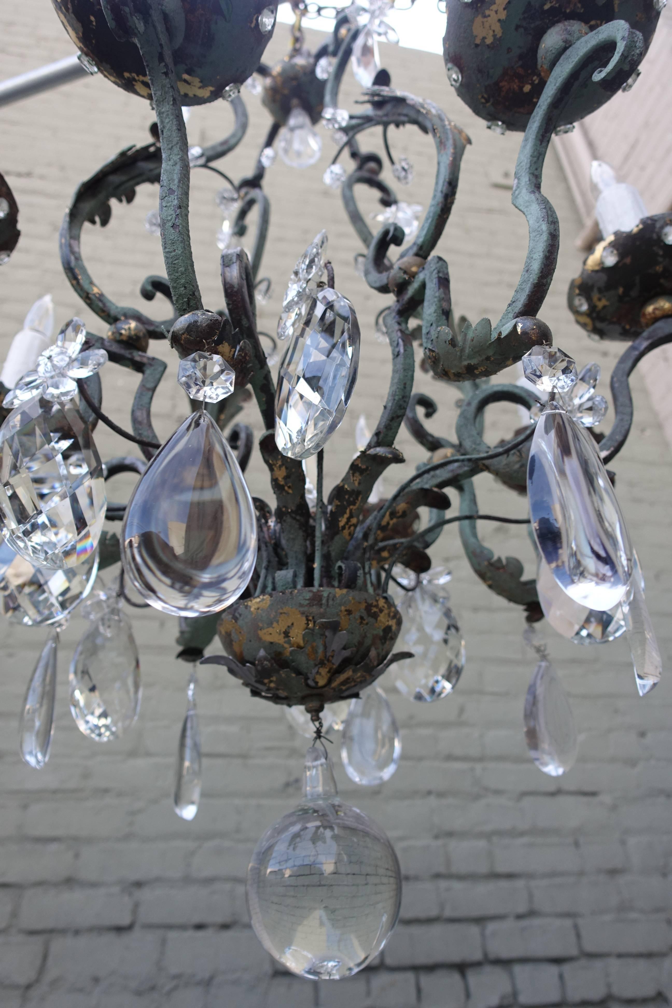 Painted Wrought Iron Crystal Chandelier 2