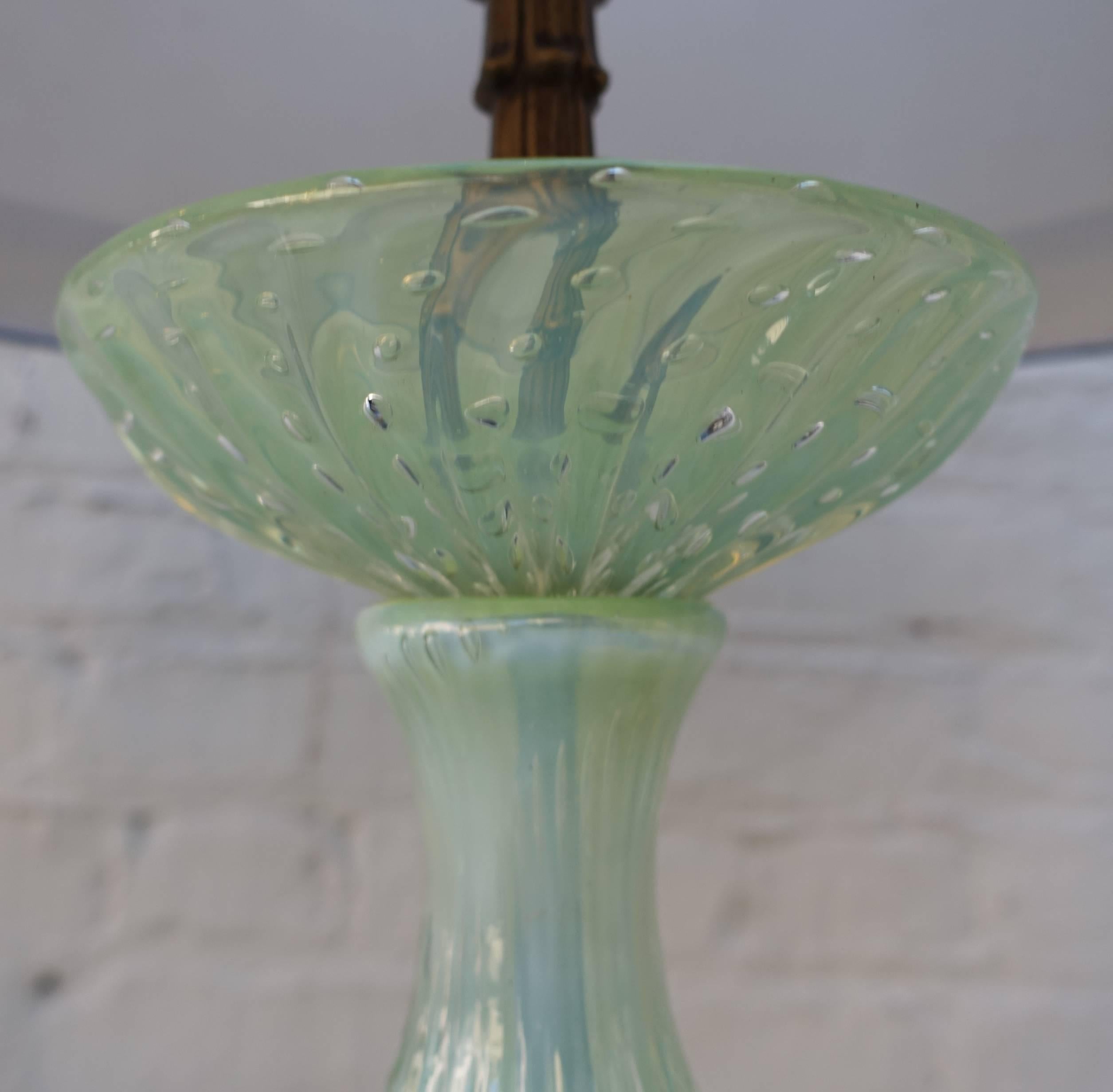 20th Century Handblown Murano Lamps with Parchment Shades, Pair