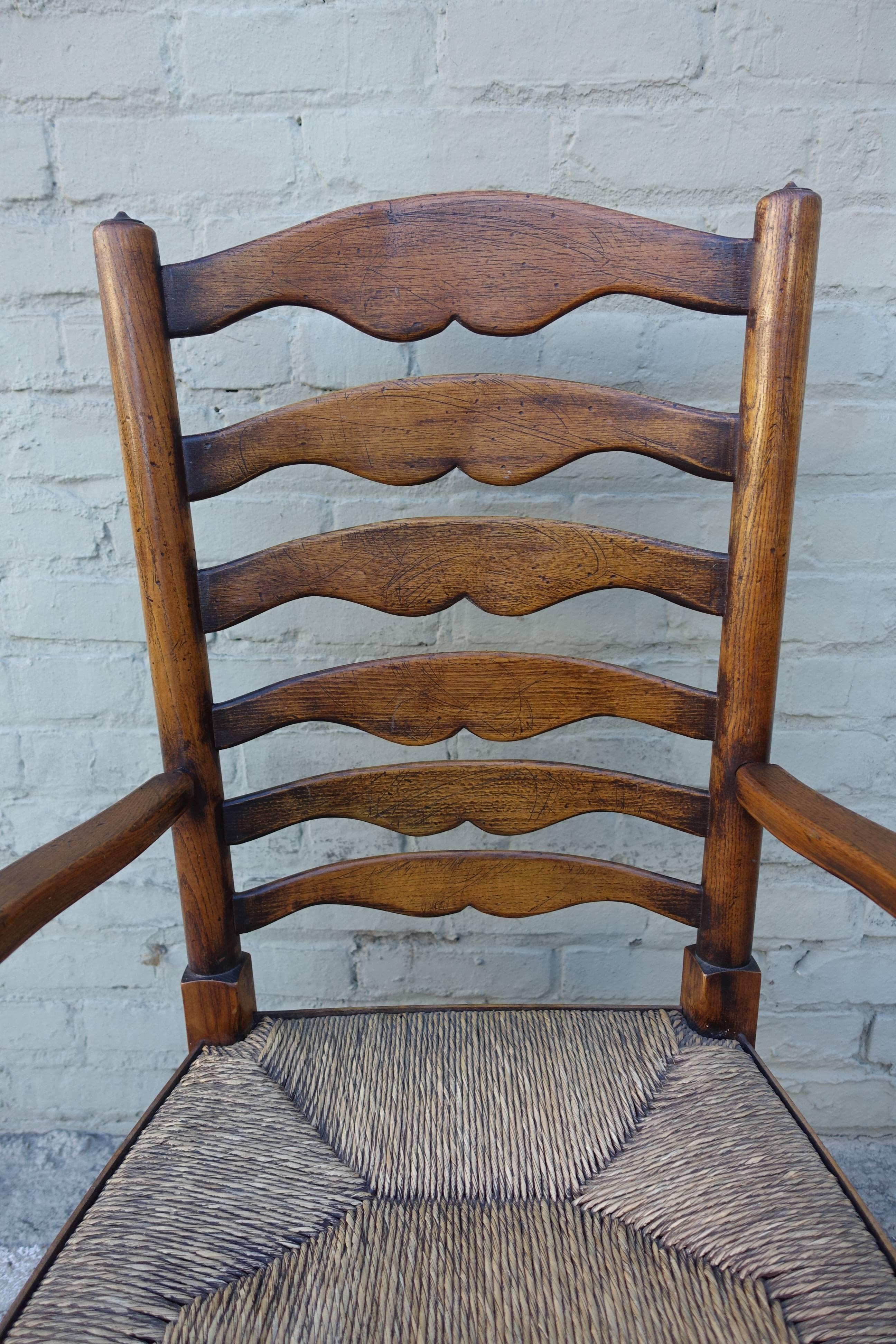 Set of Eight English Ladder Back Dining Chairs In Excellent Condition In Los Angeles, CA