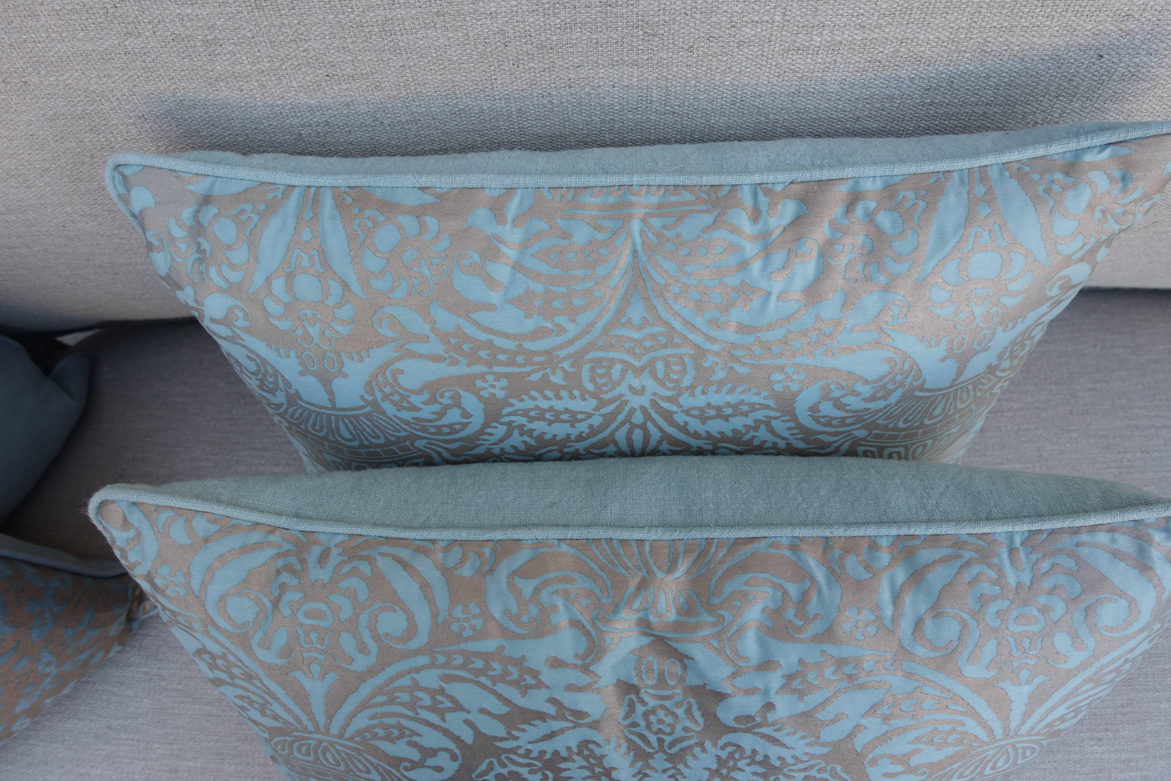 Rococo Aquamarine Campanielle Patterned Fortuny Pillows