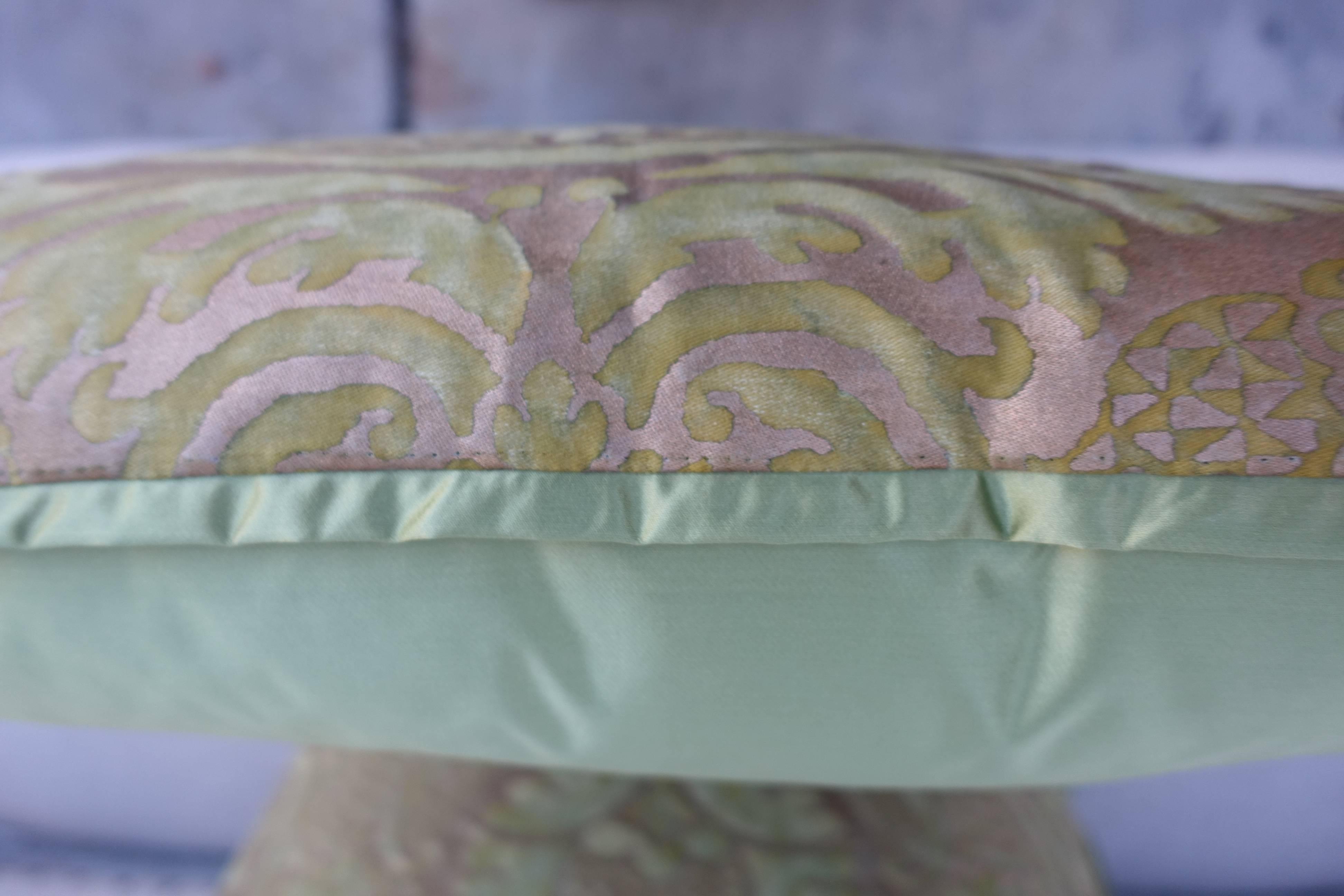 Italian Orsini Patterned Green and Gold Fortuny Pillows