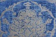 Blue and Gray Vintage Fortuny Textile Pillow