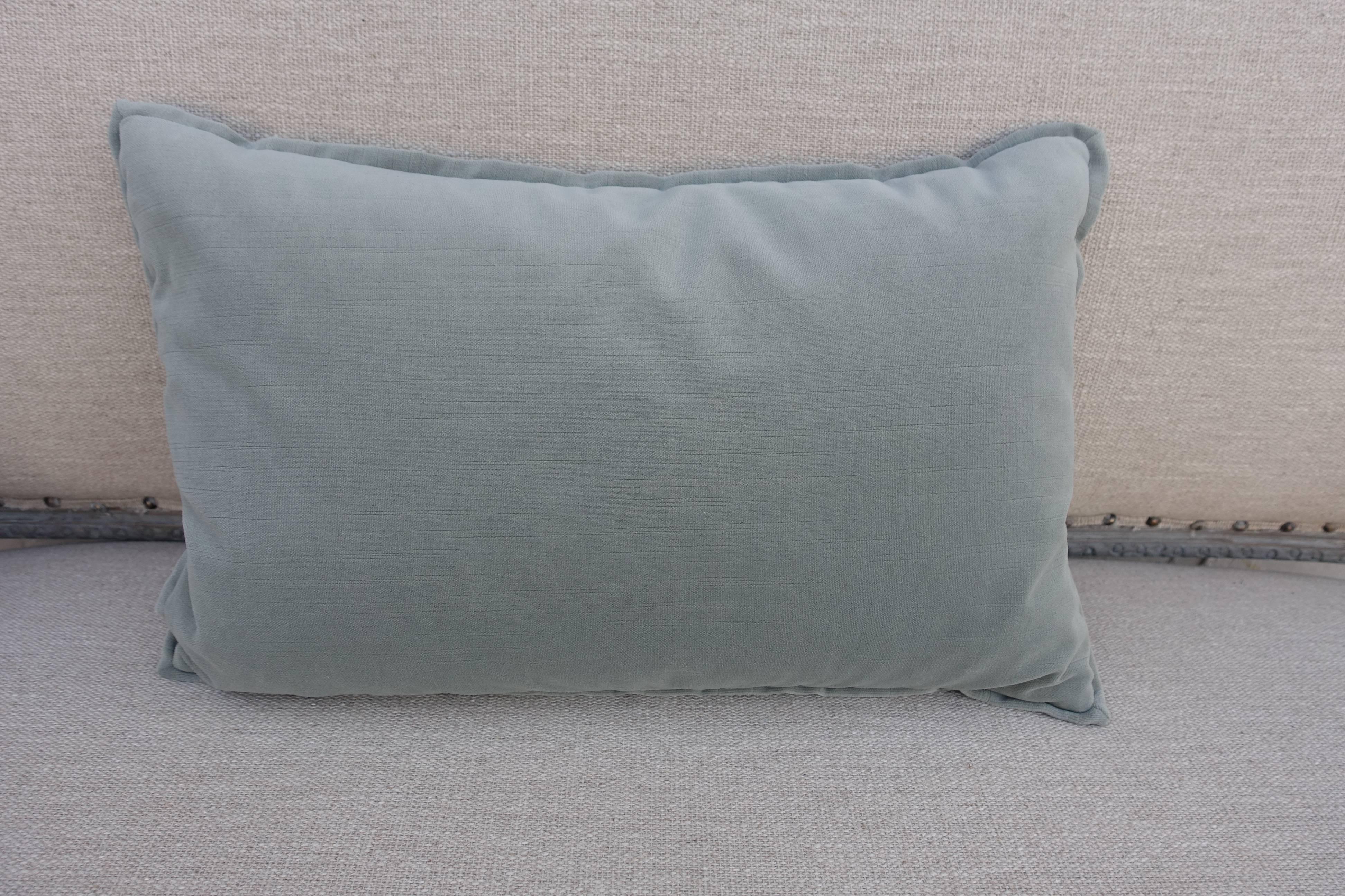 Italian Blue and Gray Vintage Fortuny Textile Pillow