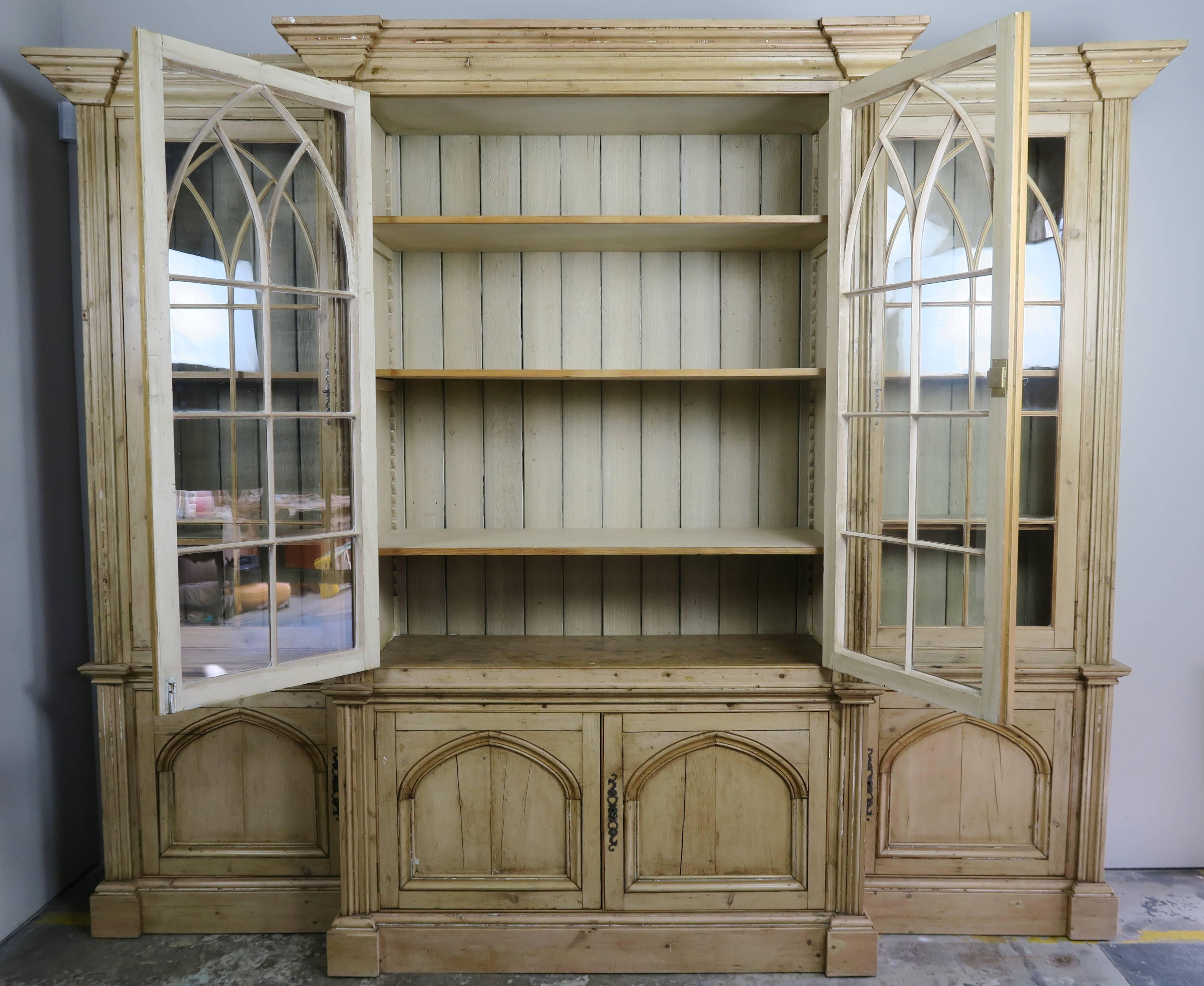 Chippendale 19th Century English Pine Bookcase
