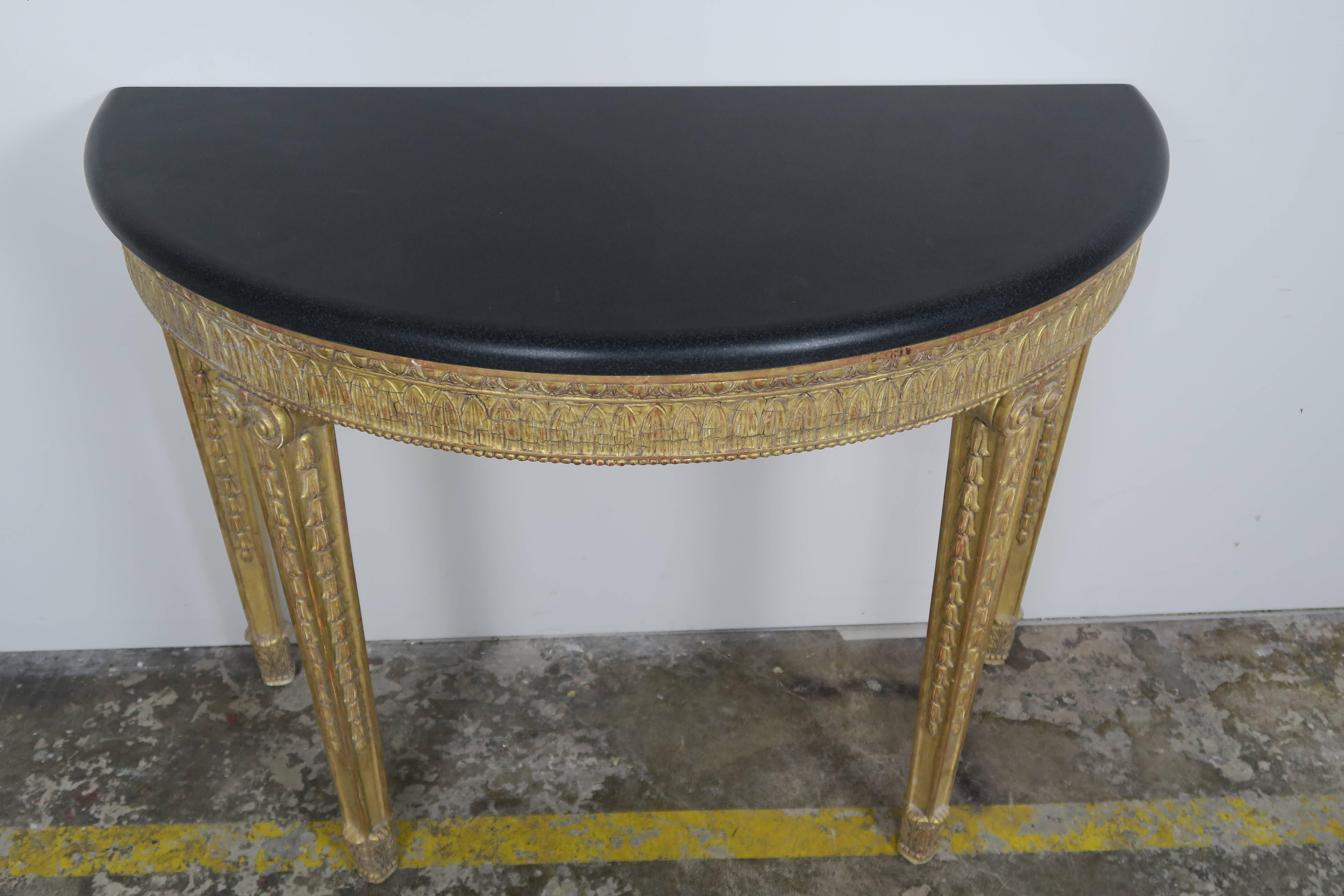 Wood Italian Neoclassical Style Giltwood Console with Stone Top