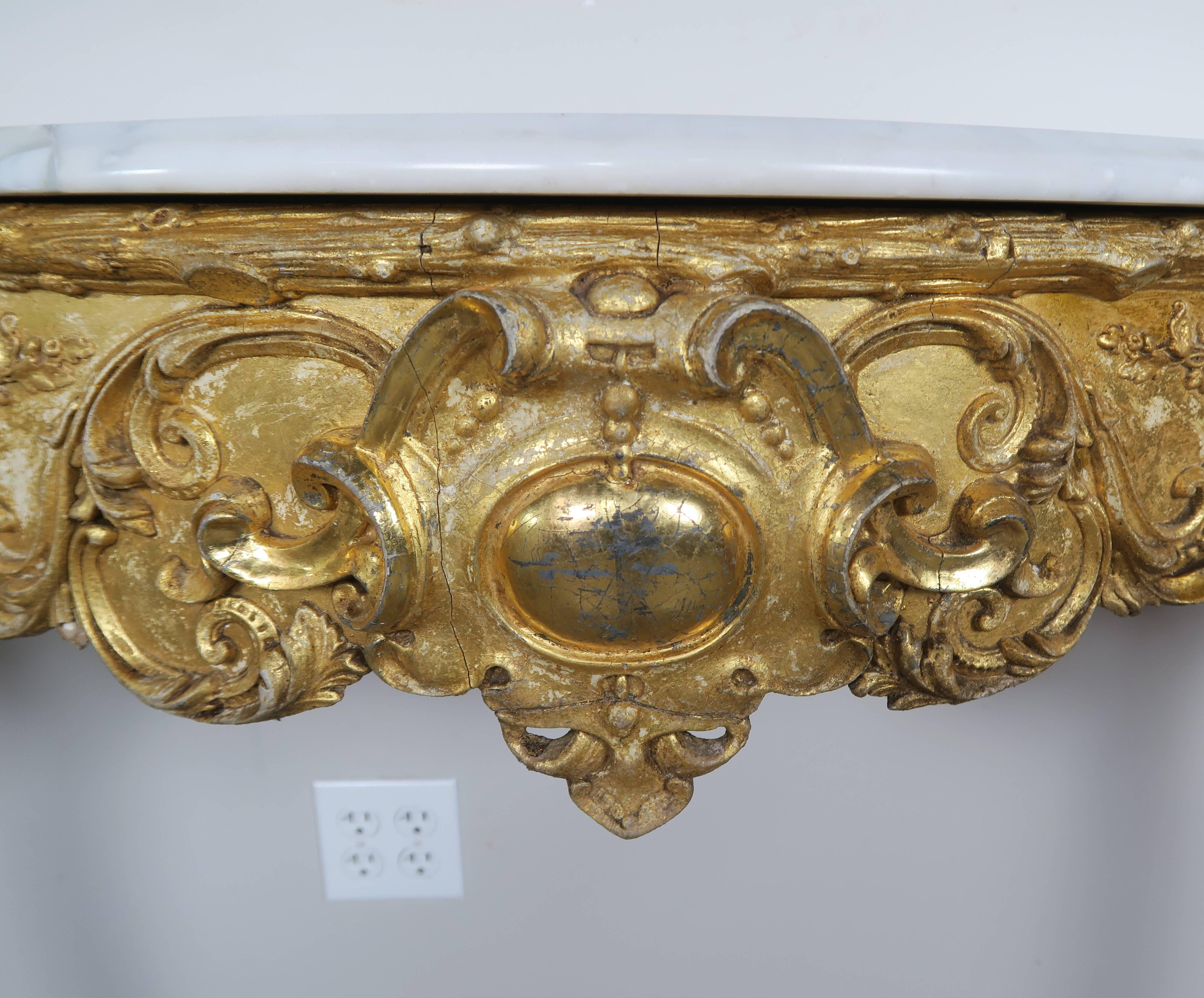 Louis XV 19th Century French Giltwood Console with Marble Top