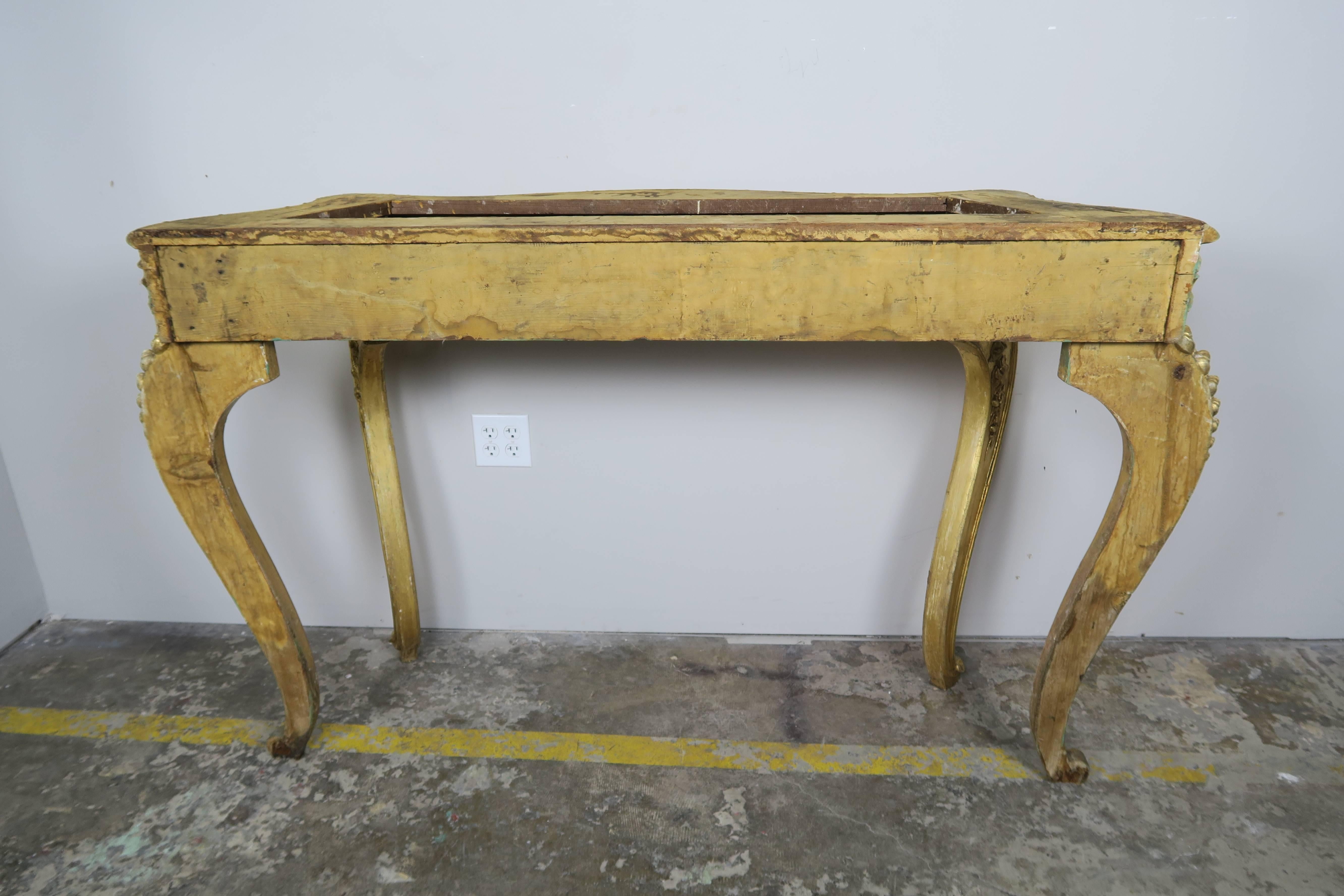 Wood 19th Century French Giltwood Console with Marble Top