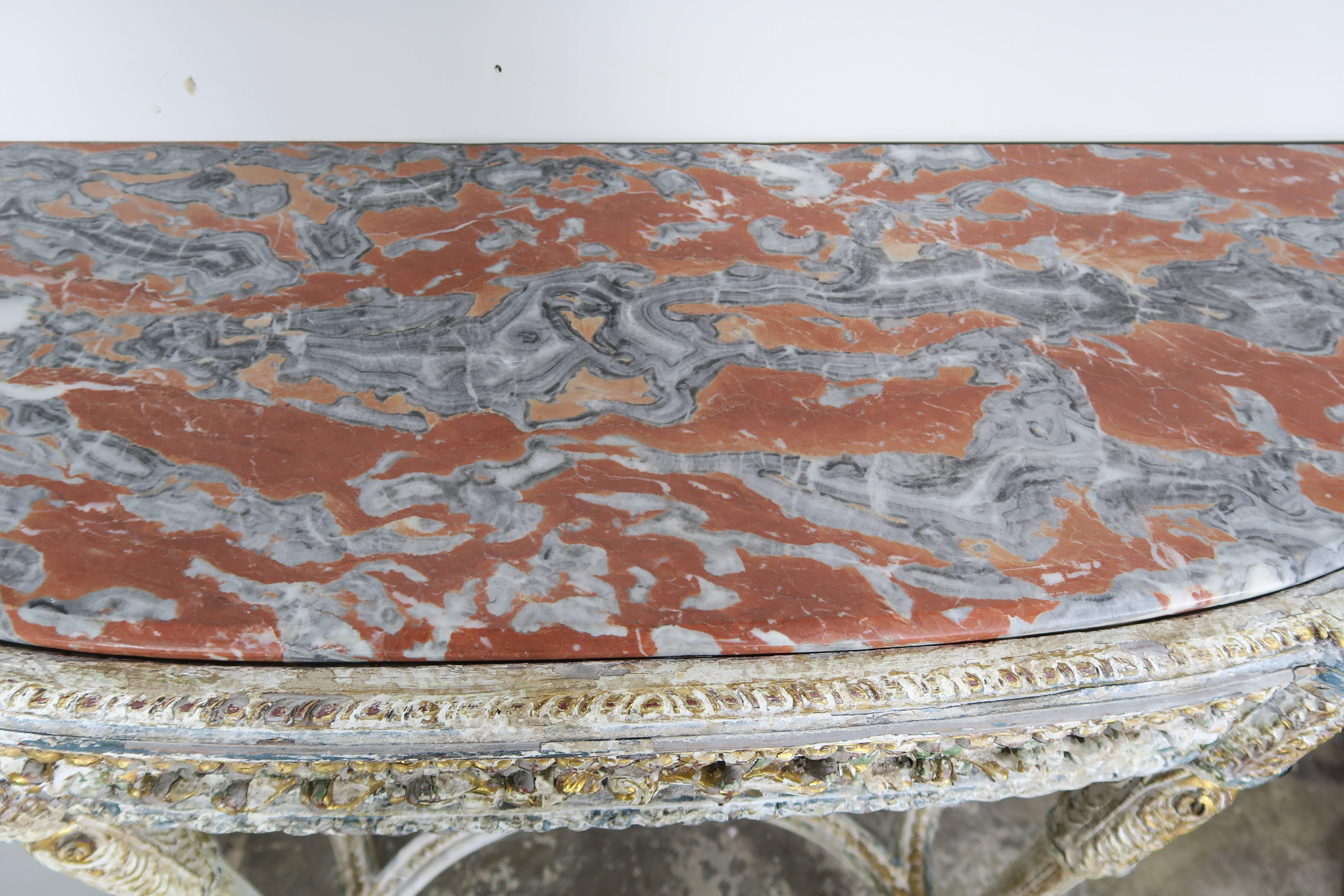 Louis XVI Style Painted Console with Marble Top 4