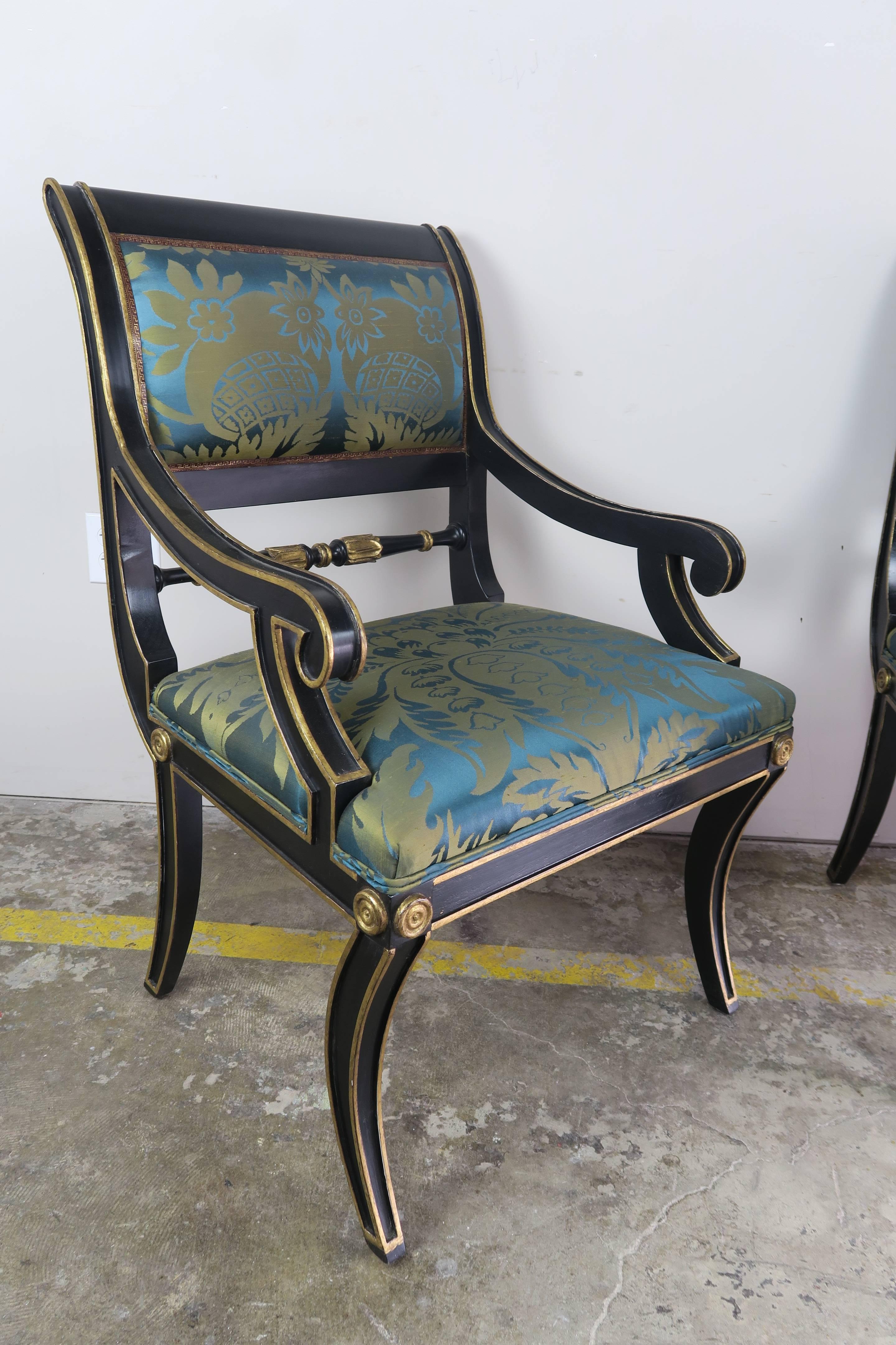 Gilt Set of Eight Regency Style Dining Armchairs