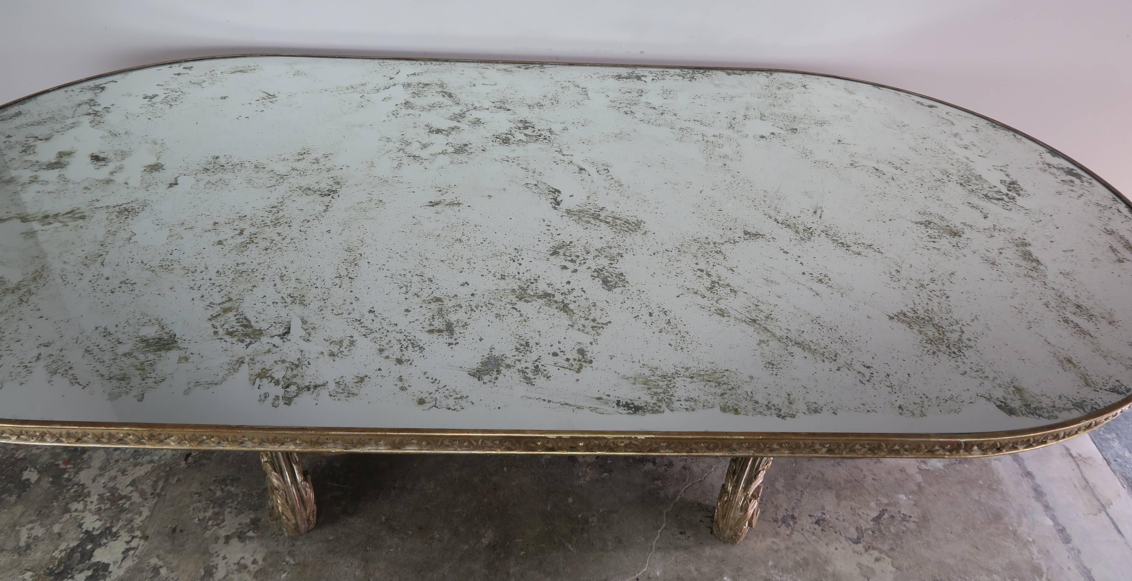 Italian Silvered Wood Dining Table with Mirrored Top 2