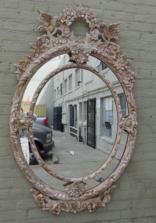 French Louis XV Style Rococo Oval Mirror For Sale at 1stdibs