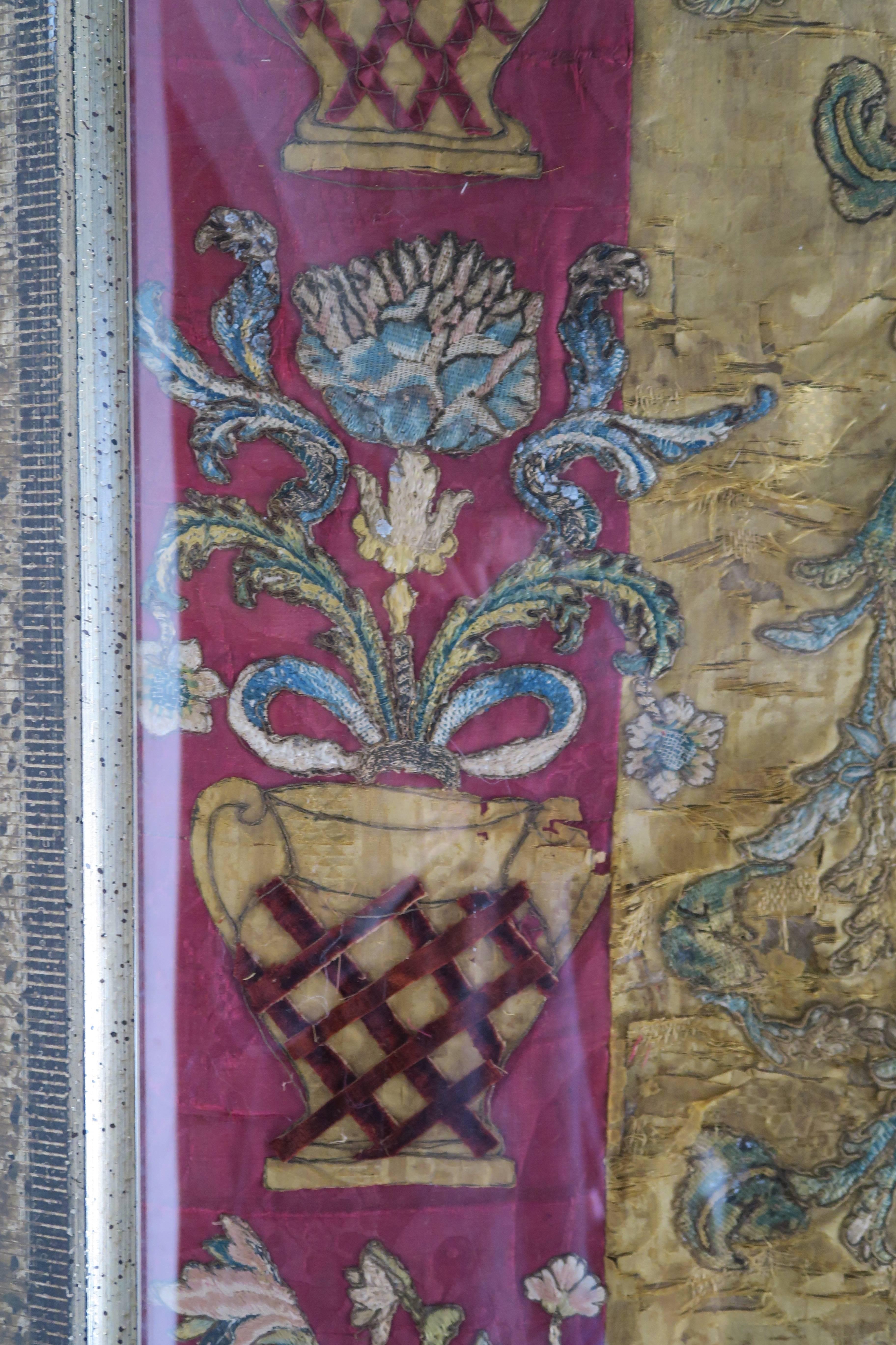 18th Century and Earlier 17th Century Italian Silk Framed Textile