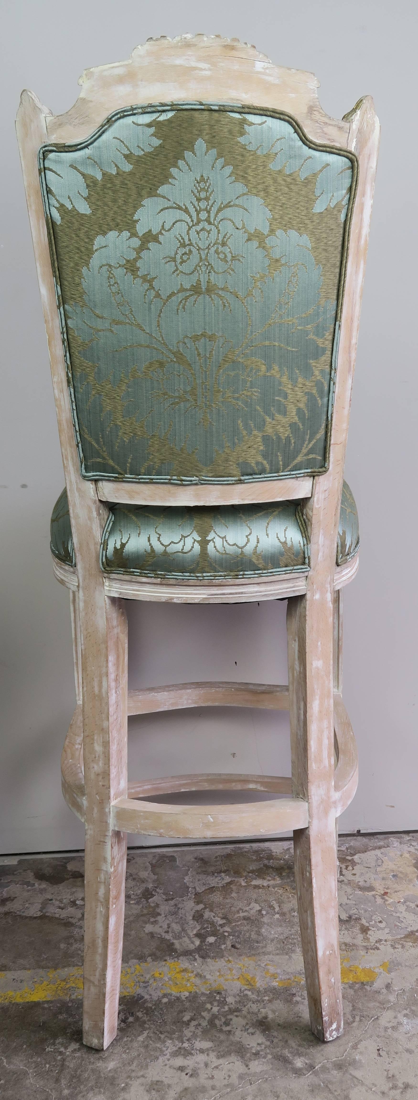 Set of Three French Louis XVI Style Barstools In Distressed Condition In Los Angeles, CA