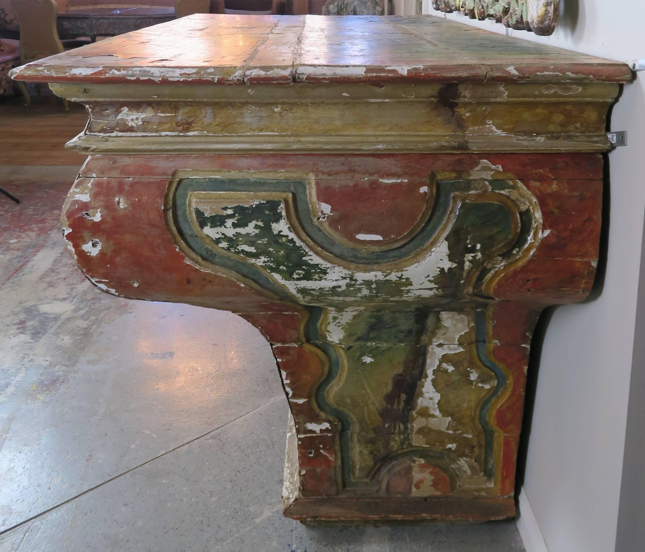 Baroque 19th Century Spanish Painted Altar Table