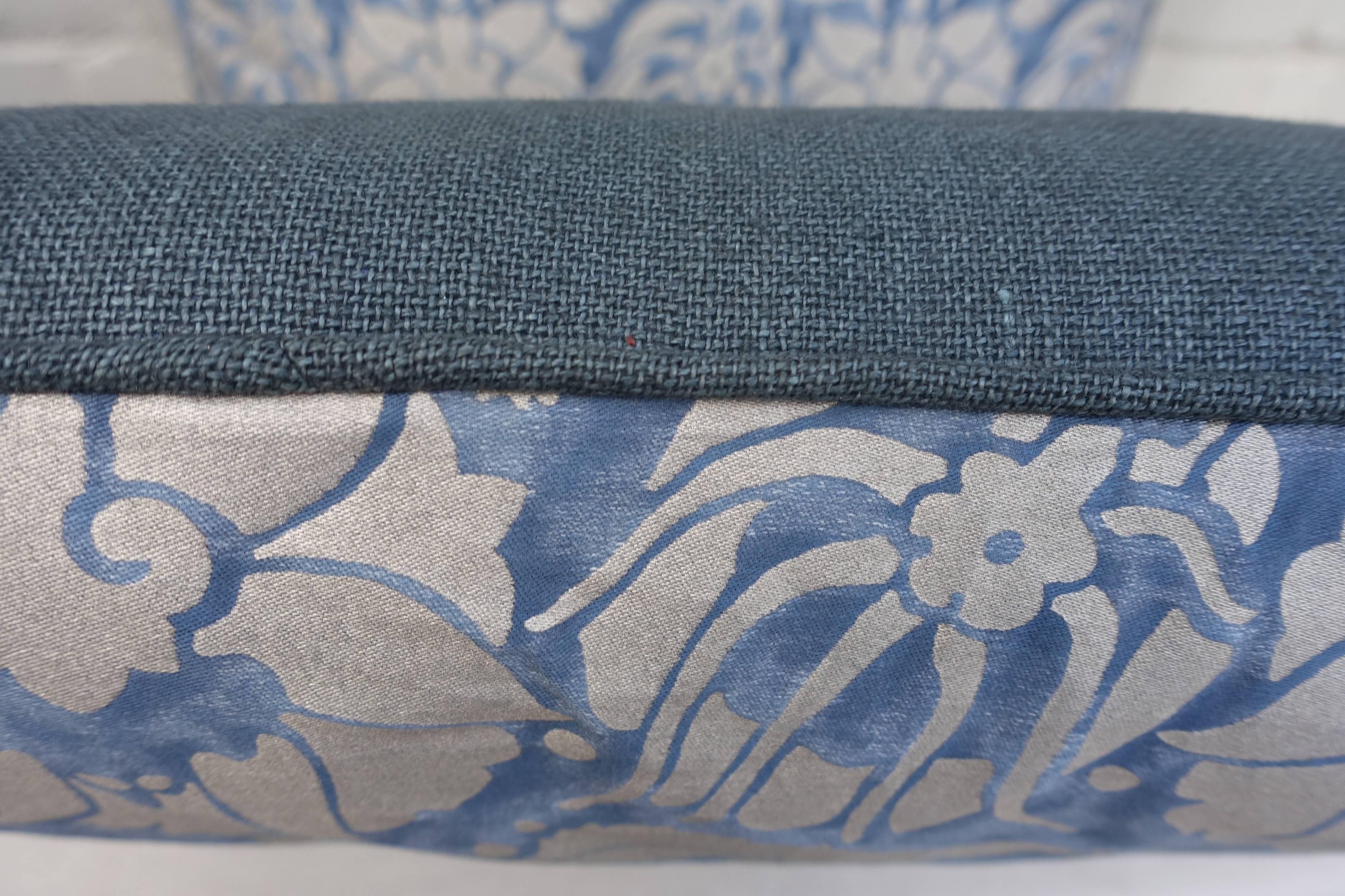 Italian Pair of Blue and Silvery Gold Fortuny Pillows