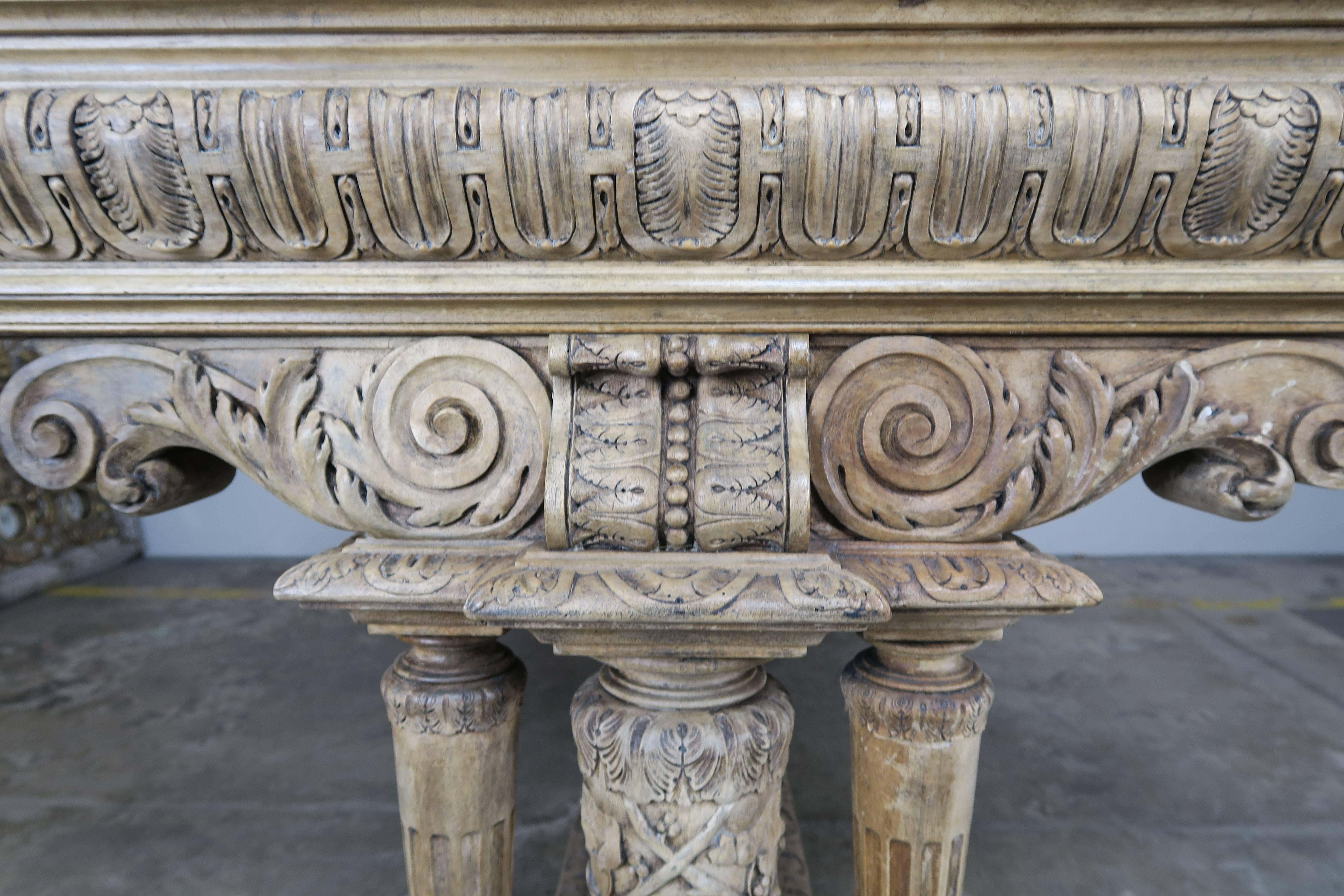 Walnut 19th Century Italian Renaissance Style Desk with Drawers