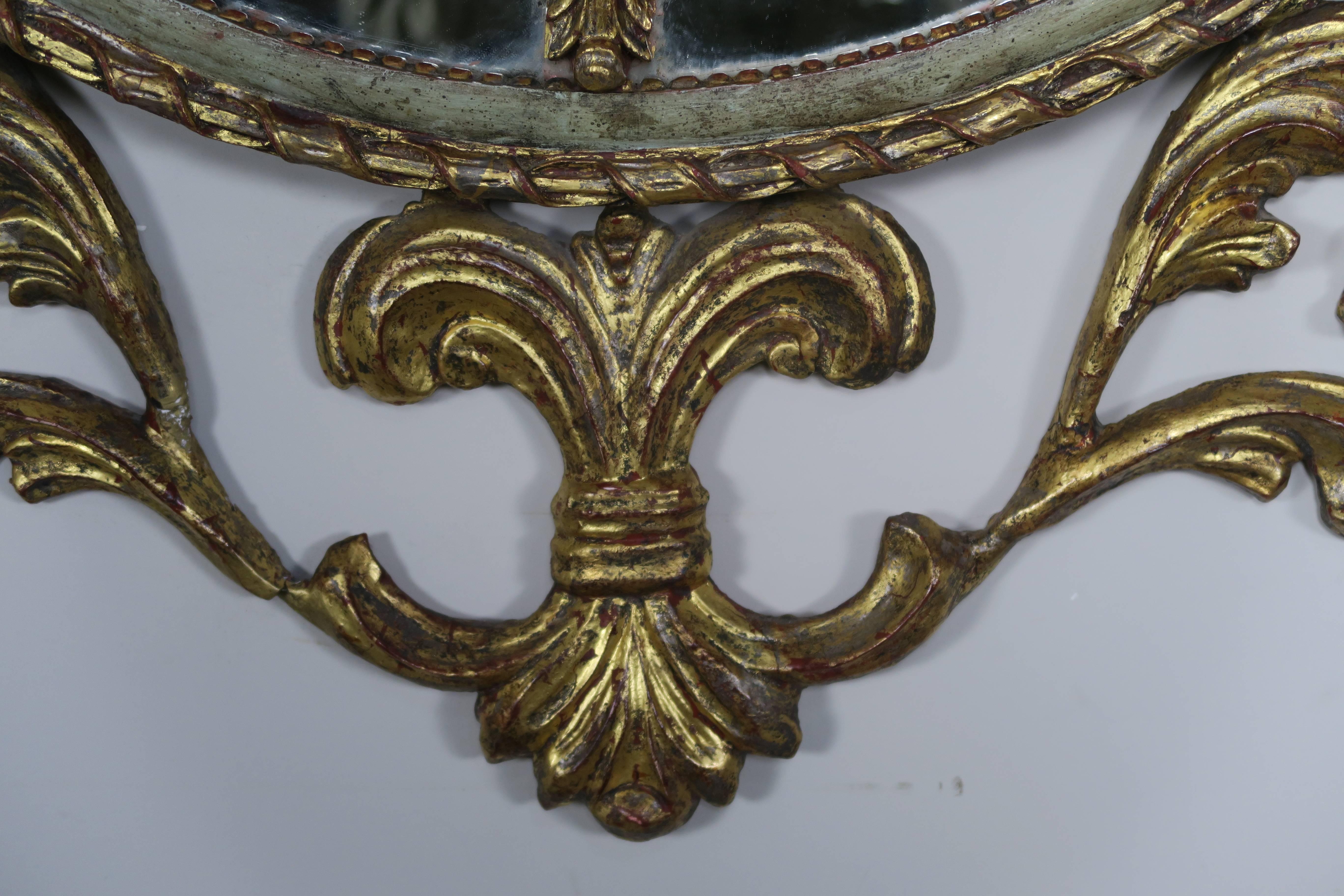 Pair of French Rococo Style Painted and Gold Leaf Mirrors In Excellent Condition In Los Angeles, CA